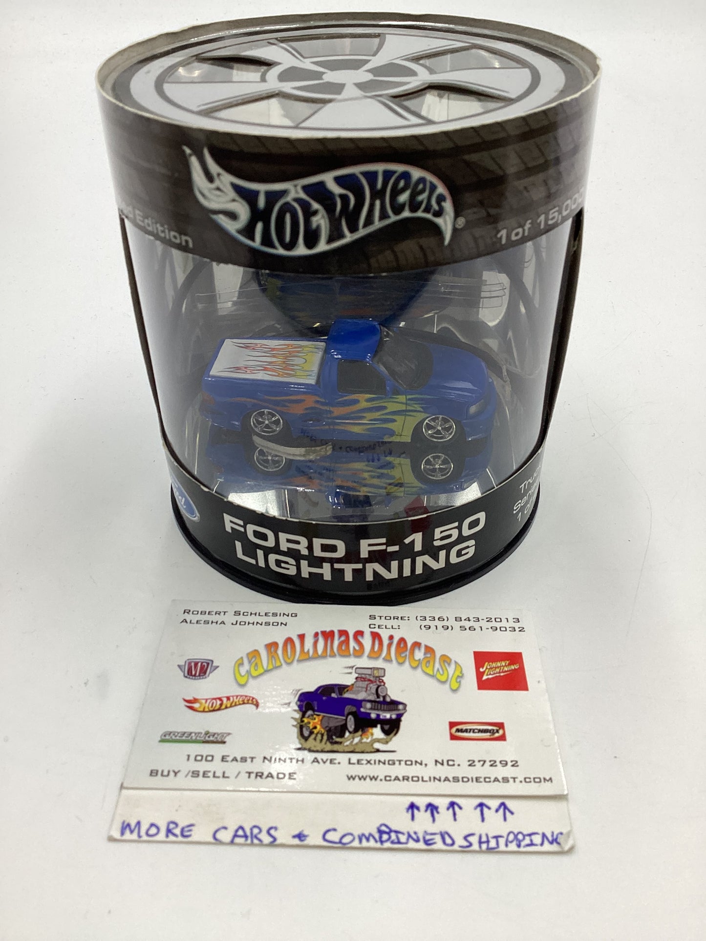 2003 Hot Wheels Oil Can Truck Series 1/15000 Ford F-150 Lightning Blue HTF Rubber Bands Not Stuck To Paint