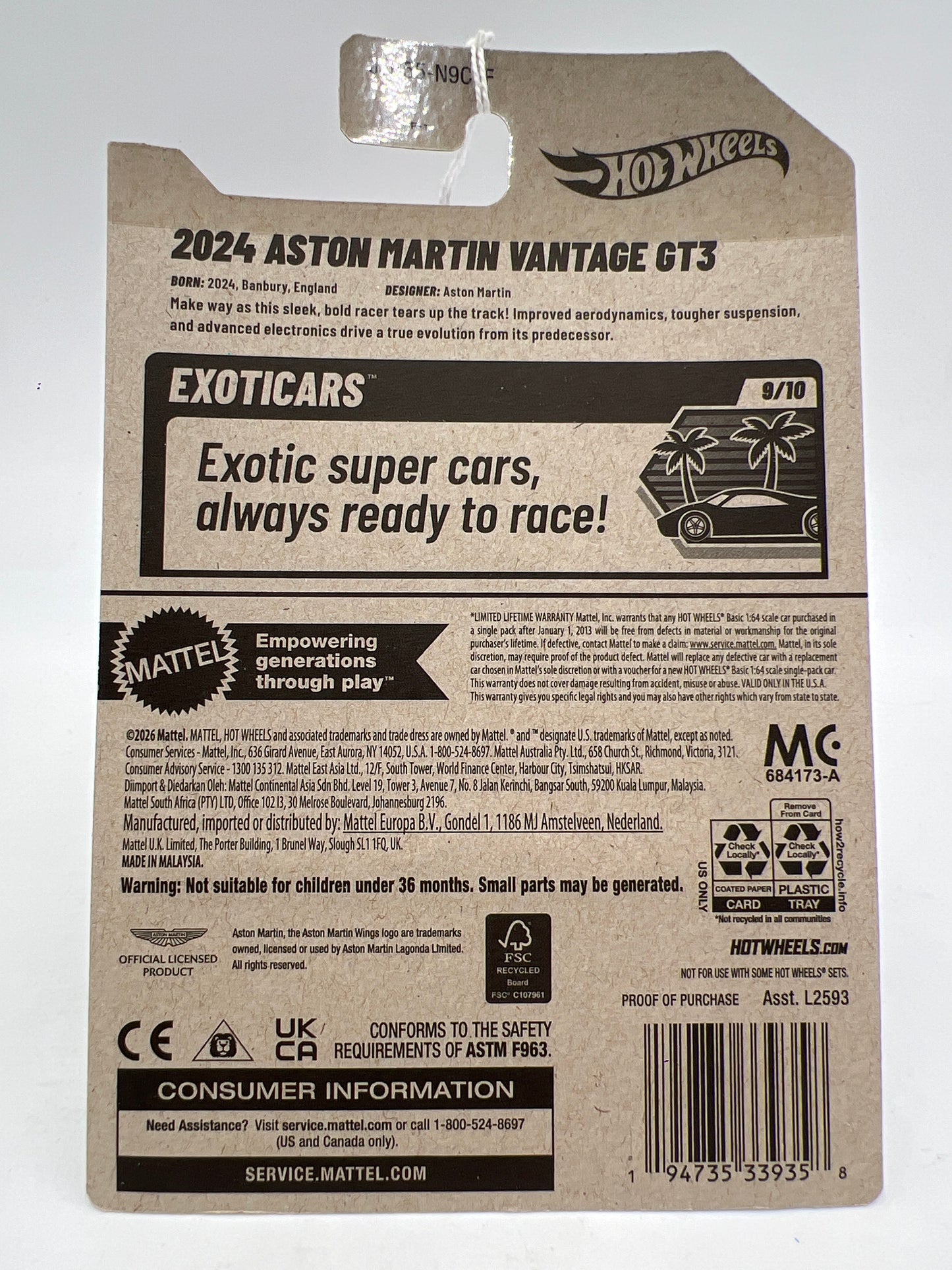 2026 Hot Wheels F Case #125 2024 Aston Martin Vantage GT3 Blue