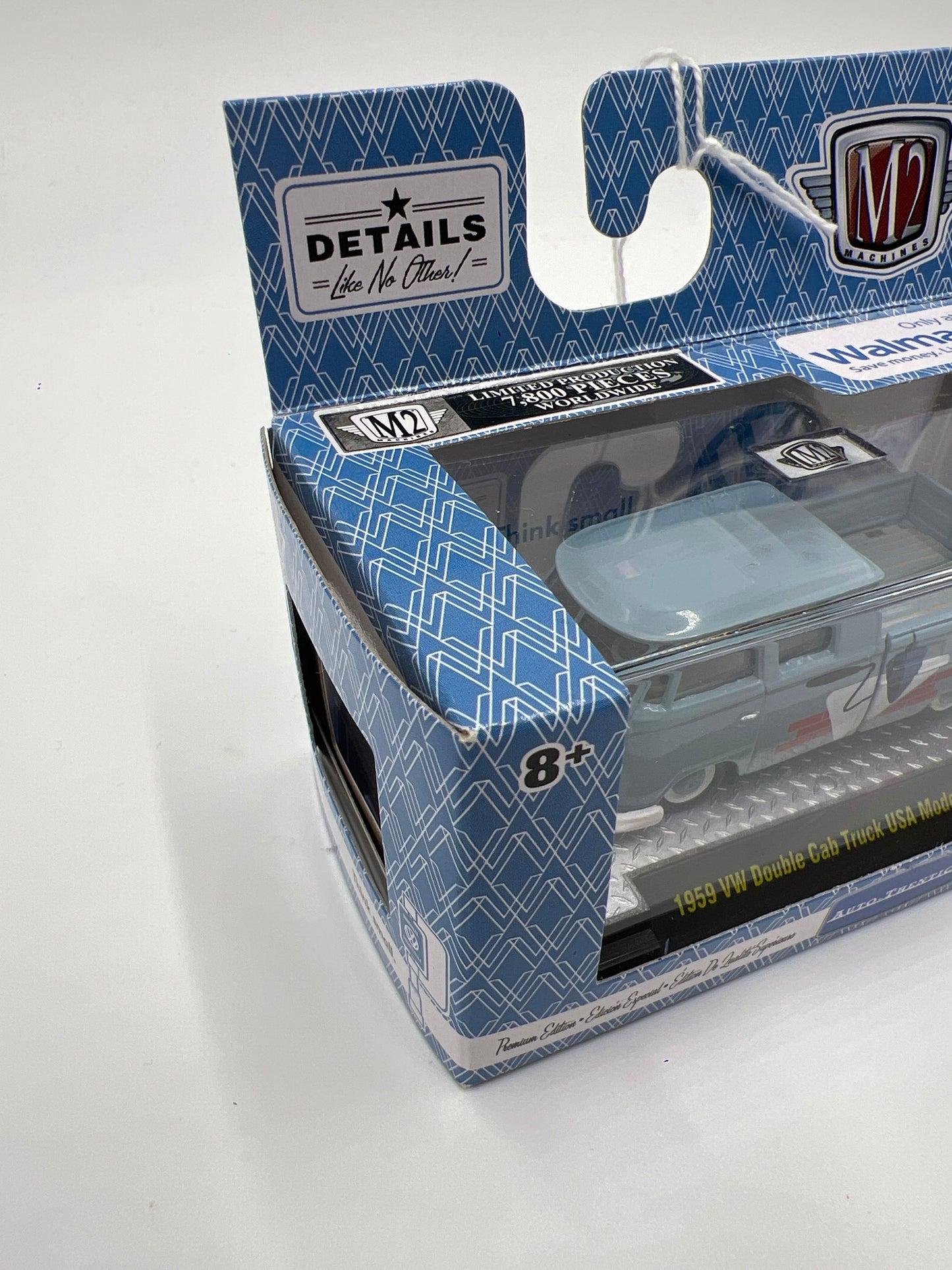 M2 Machines Walmart Exclusive Auto-Thentics 1959 VW Double Cab Truck USA Model Light Blue WMTS11