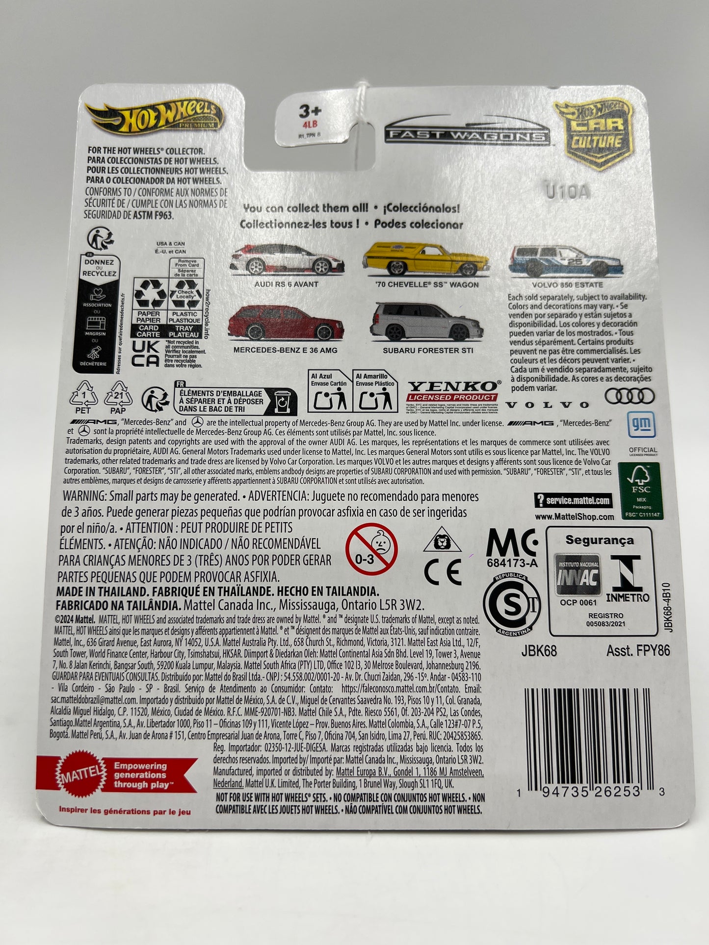 2025 Hot Wheels Car Culture Premium Fast Wagons #3 Volvo 850 Estate Blue/White 259E