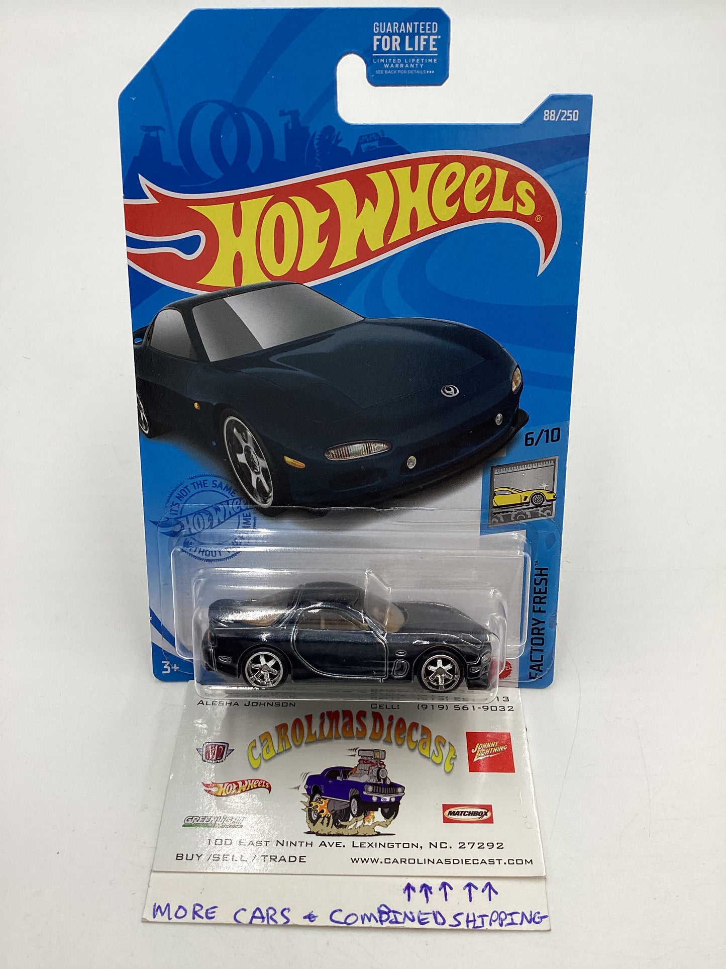 2021 Hot Wheels Super Treasure Hunt 95 Mazda RX-7 Black W/Protector