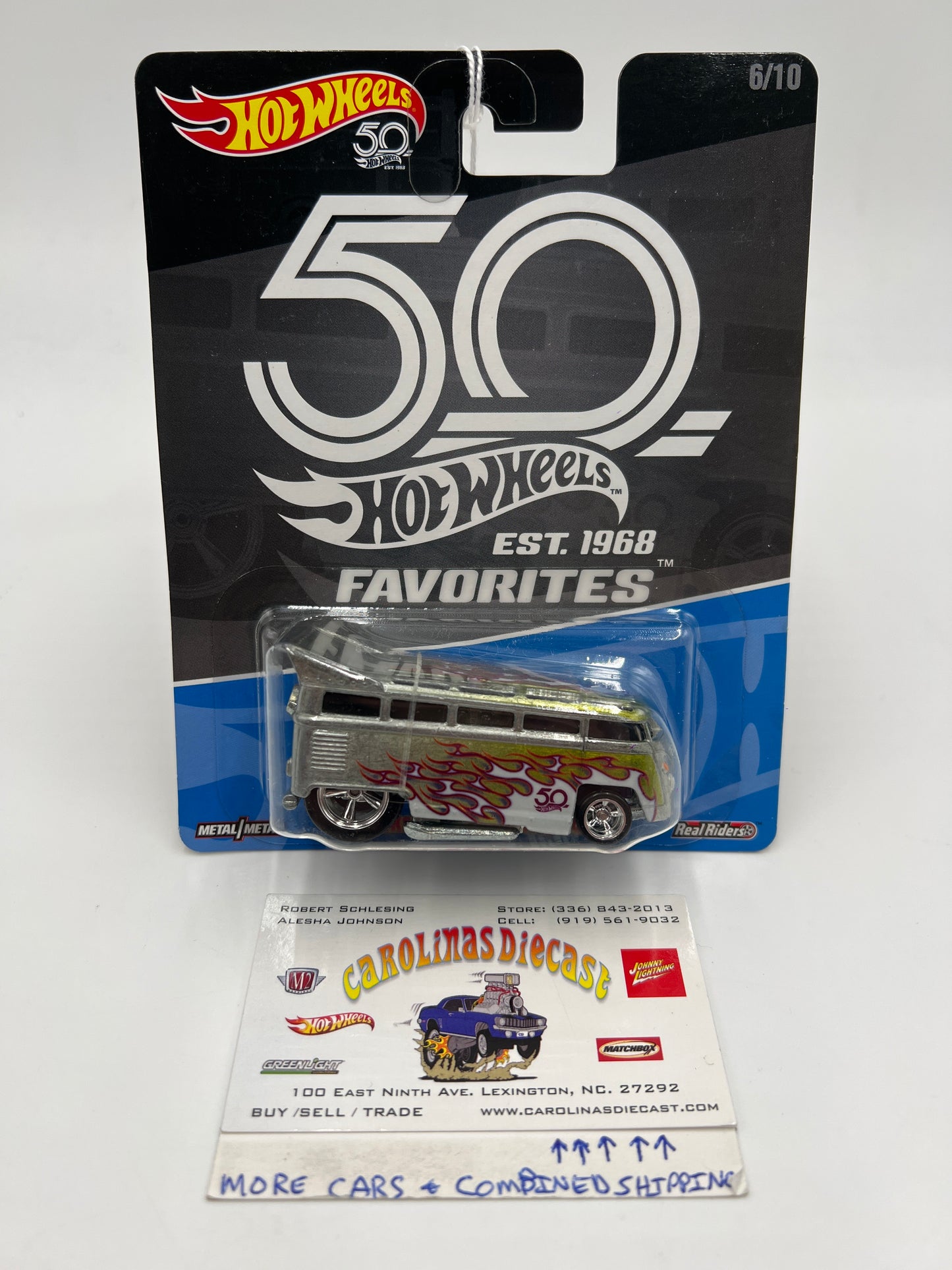 2018 Hot Wheels 50th Favorites #6 Volkswagen T1 Drag Bus Silver 258D