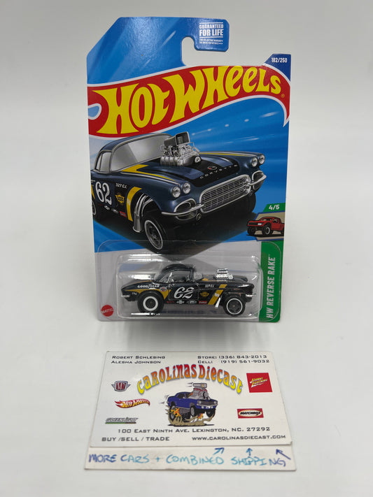 2025 Hot Wheels J Case Super Treasure Hunt #182 62 Corvette Gasser W/Protector