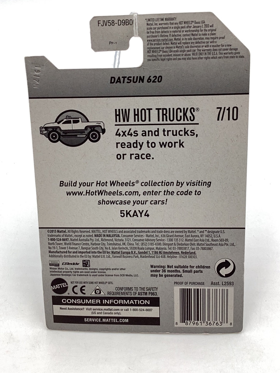 2017 Hot Wheels Hot Trucks #317 Datsun 620 Black 88D