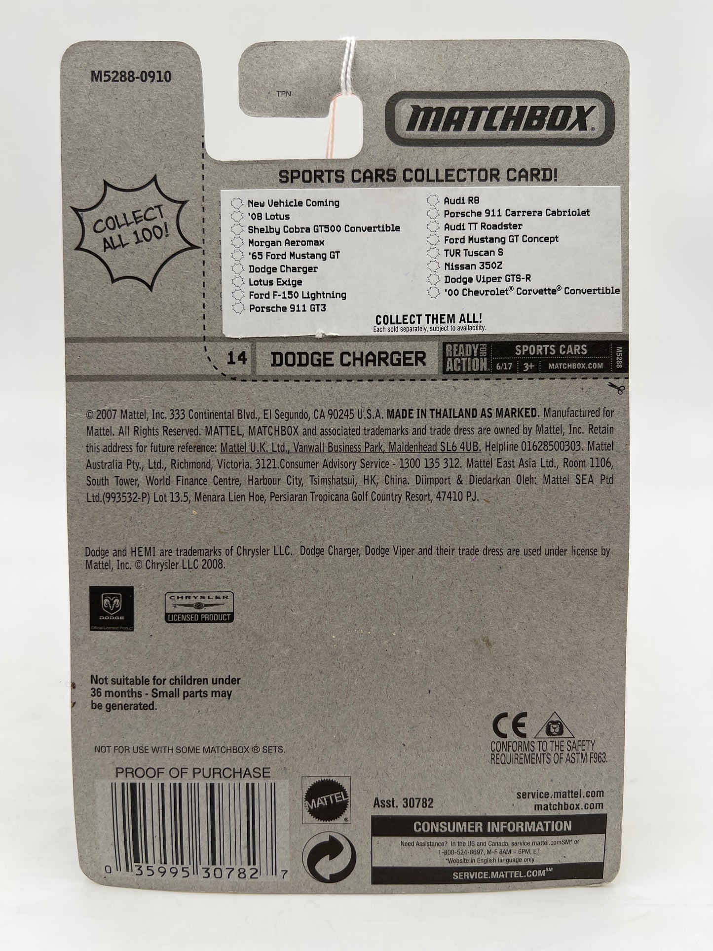 Matchbox Sports Cars #14 Dodge Charger Green 217F