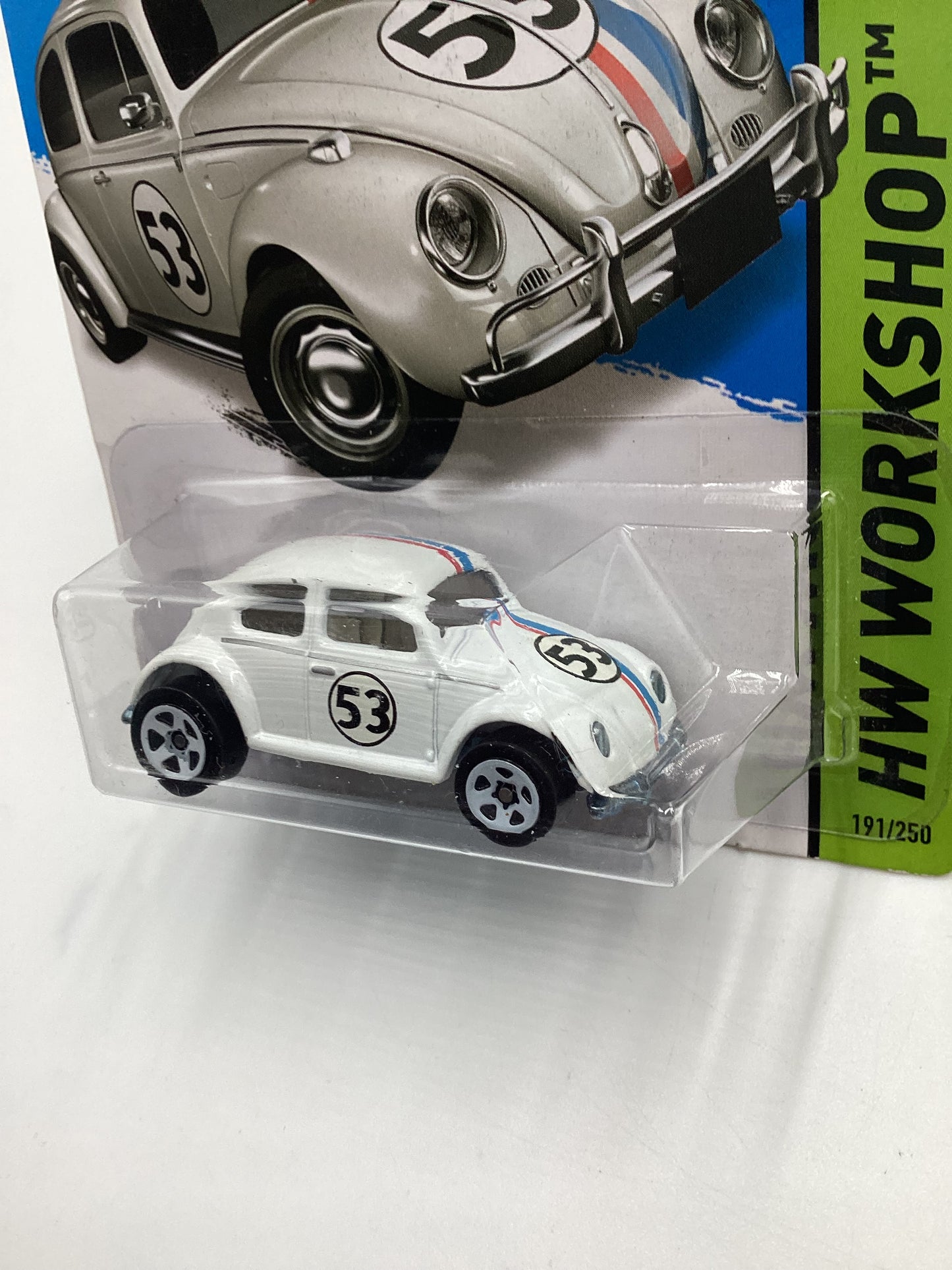 2014 Hot Wheels #191 Herbie Volkswagen Beetle The Love Bug White with protector