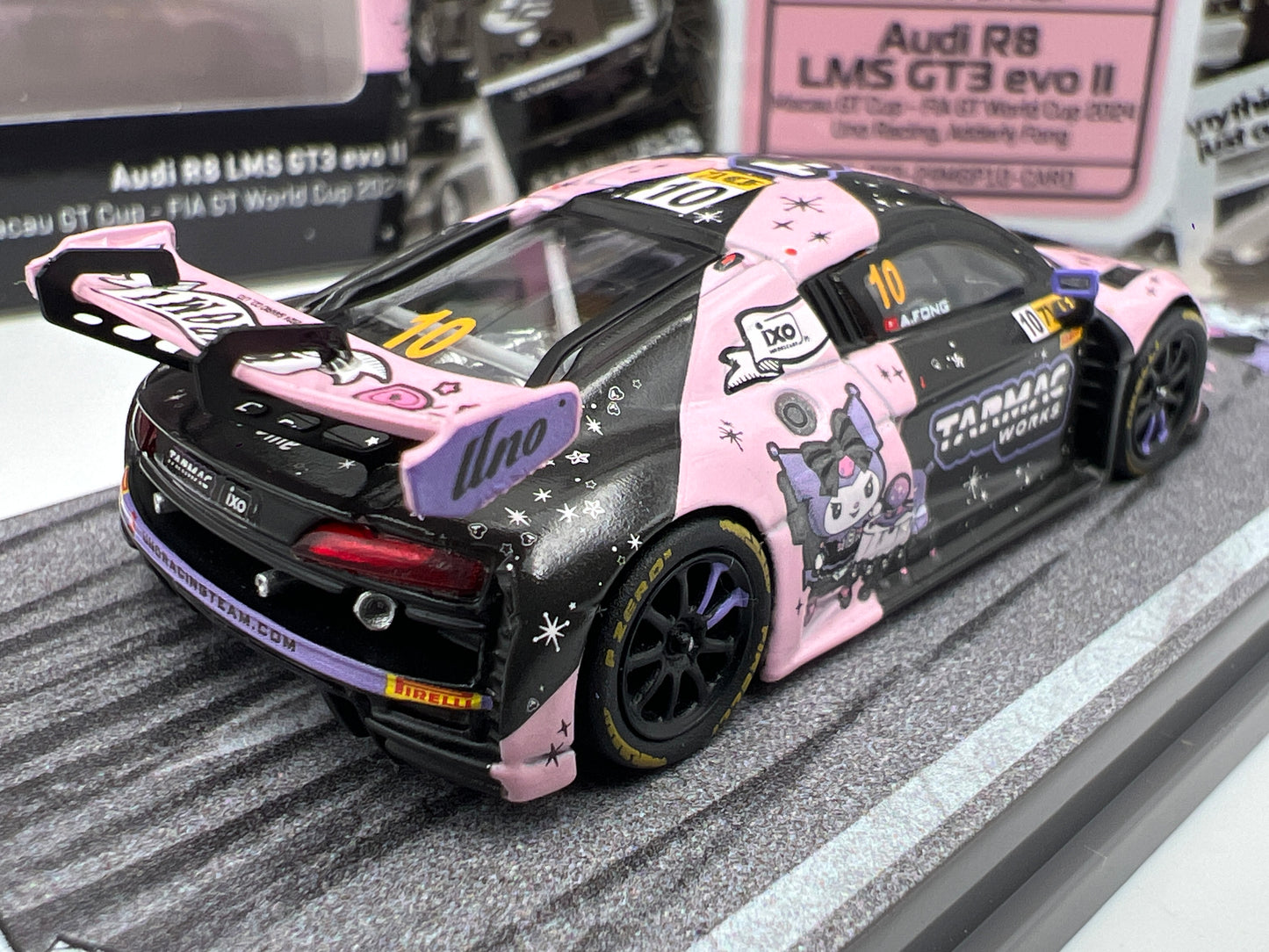 Tarmac Works x Kuromi Audi R8 LMS GT3 EVO II Macau 2024 GT Cup W/Trading Cards & Poster