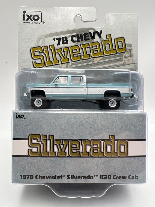 IXO Models 1978 Chevrolet K30 Crew Cab Fleetside Light Blue/White