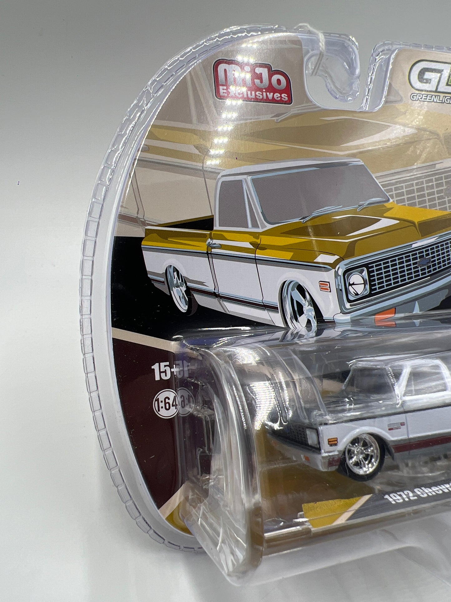 Greenlight Mijo Exclusives RAW CHASE 1972 Chevrolet C10 Short Bed Yellow