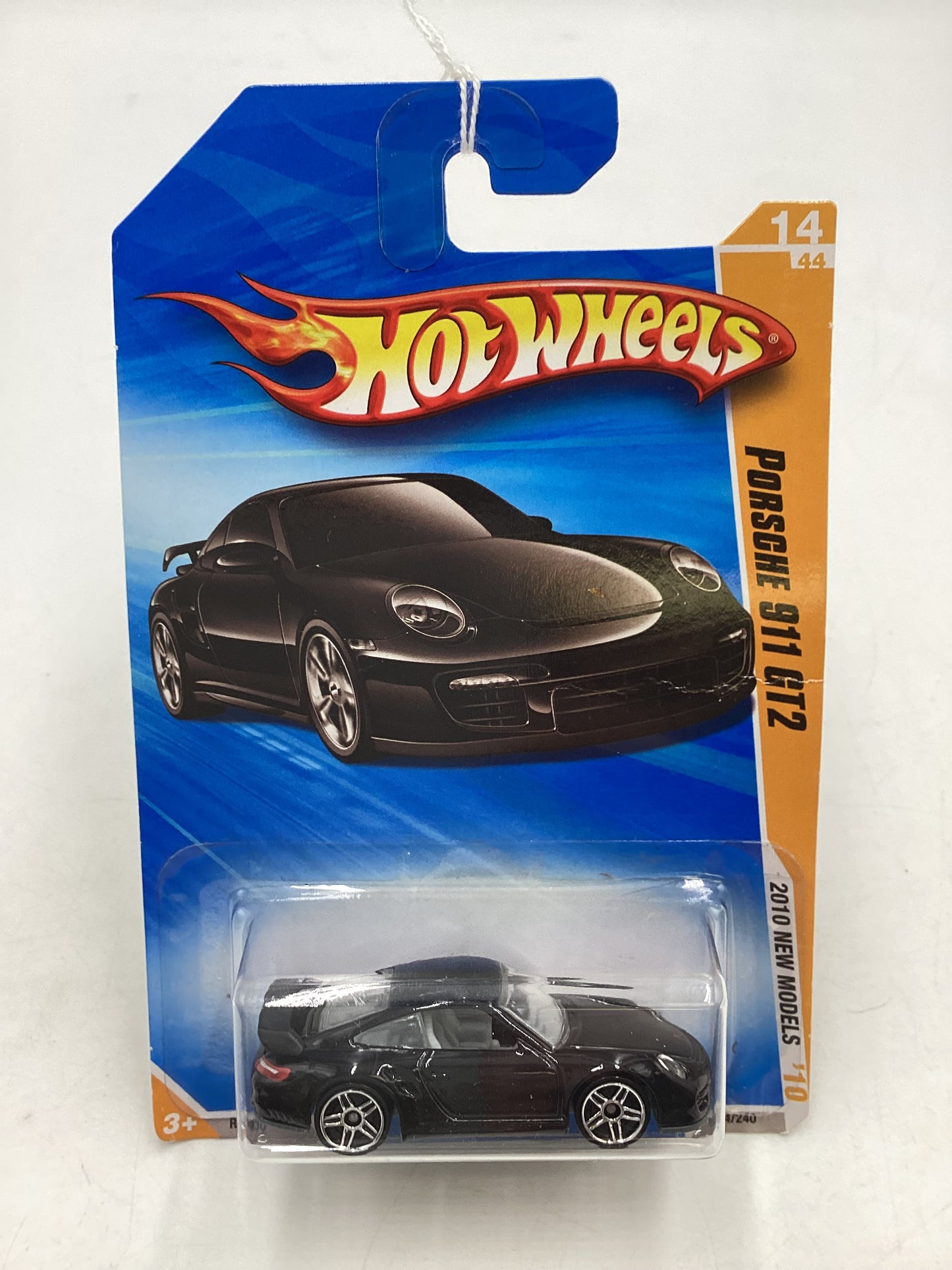 2010 Hot Wheels #014 Black Porsche 911 GT2 *Creased Card*