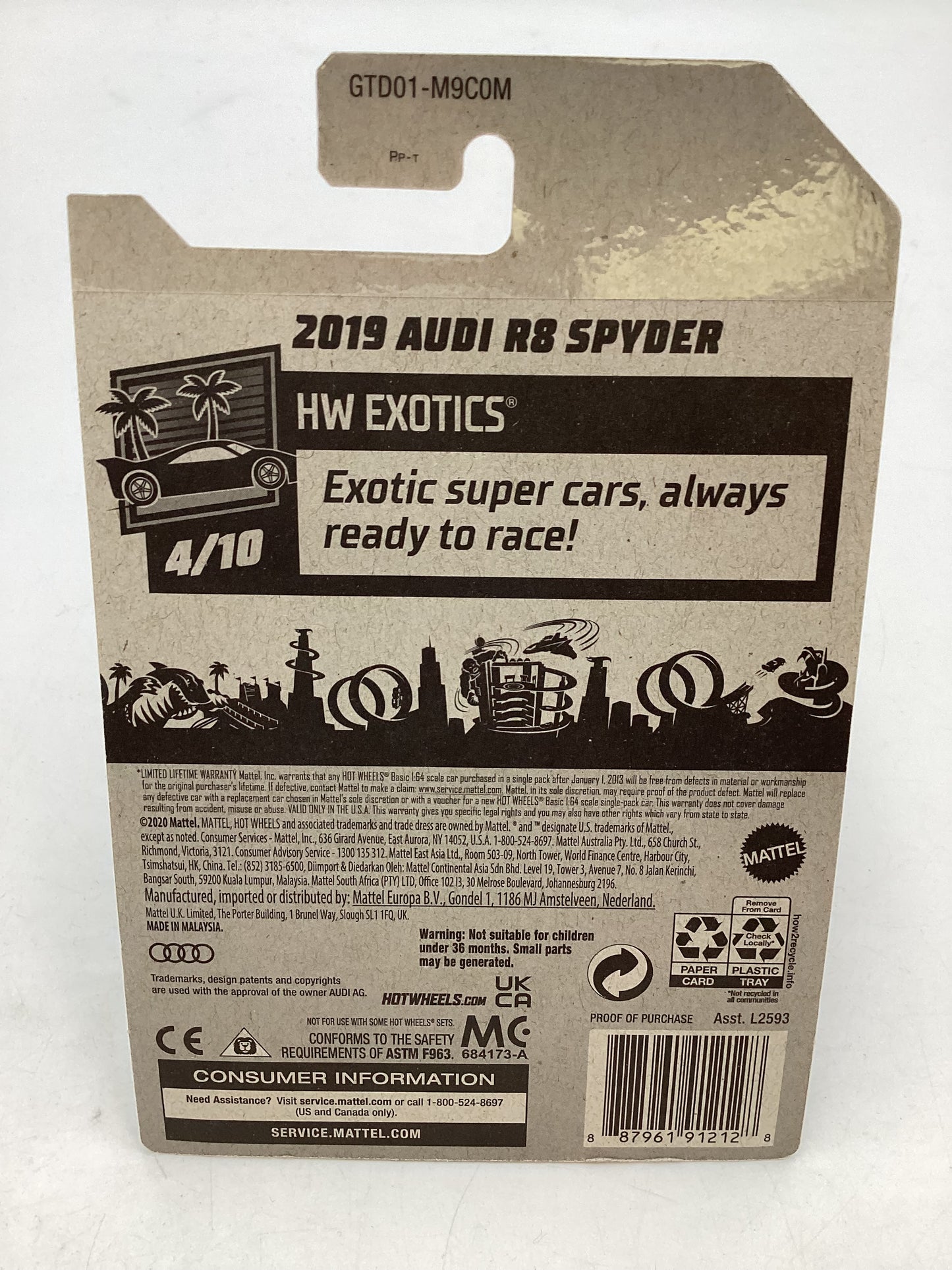 2019 Hot wheels #211 Super treasure hunt 2019 Audi R8 Spyder W/Protector