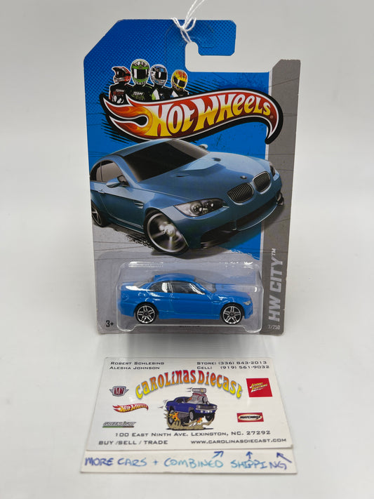 2013 Hot Wheels City #7 BMW M3 Blue SR