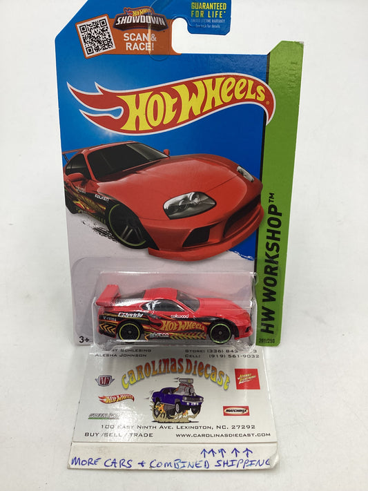 2015 Hot wheels #201 Red Toyota Supra with protector