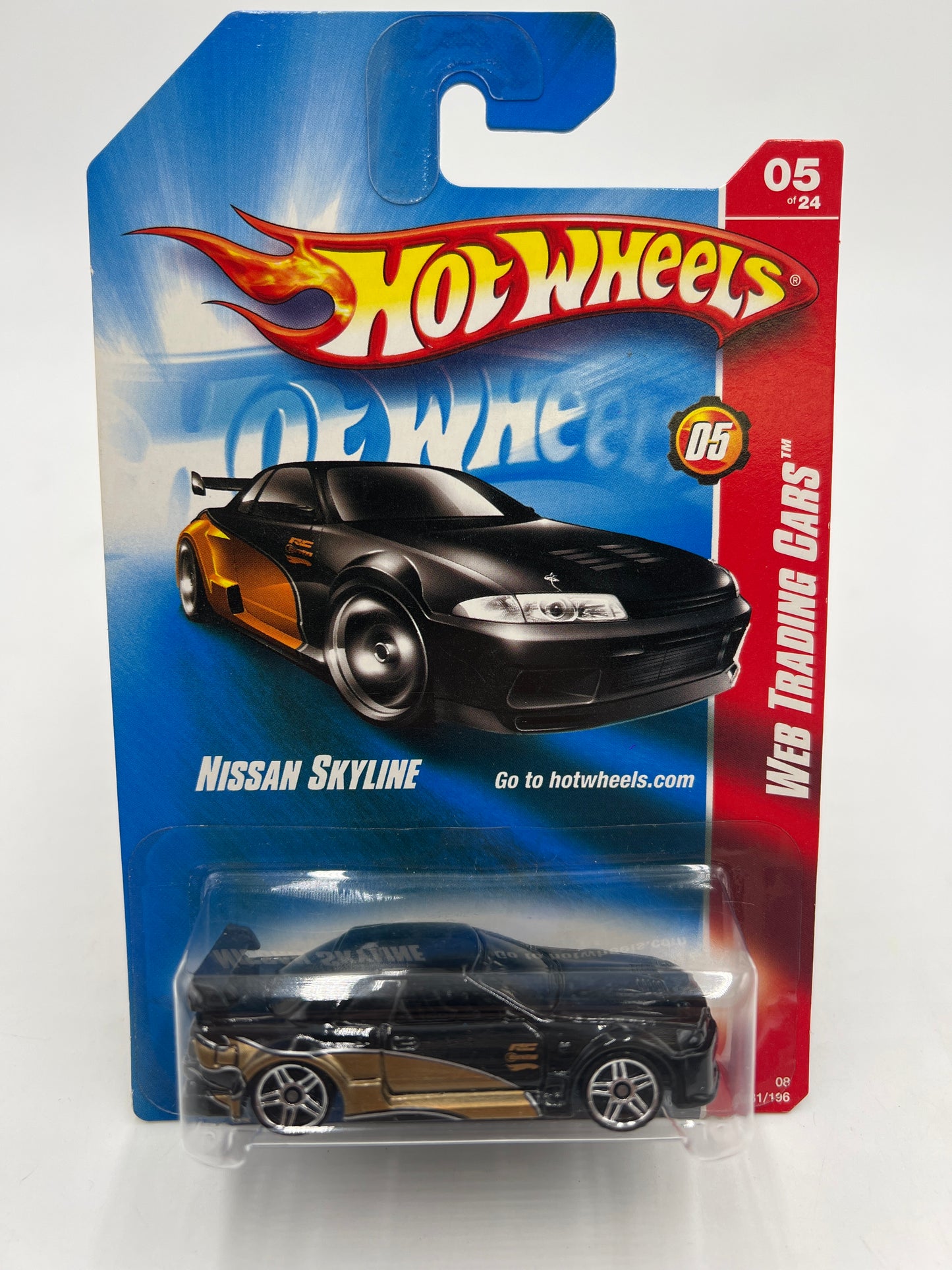 2008 Hot Wheels Web Trading Cars #081 Nissan Skyline Black/Gold HTF W/Protector