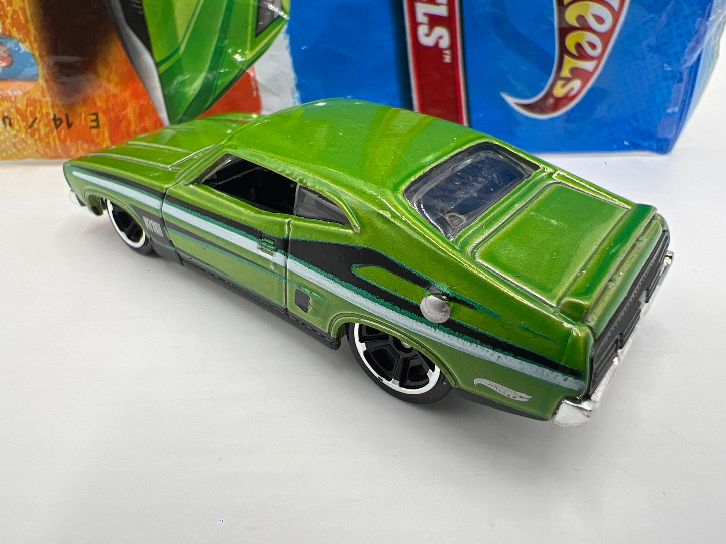 2011 Hot Wheels Mystery Models #6 73 Ford Falcon Green W/Poster