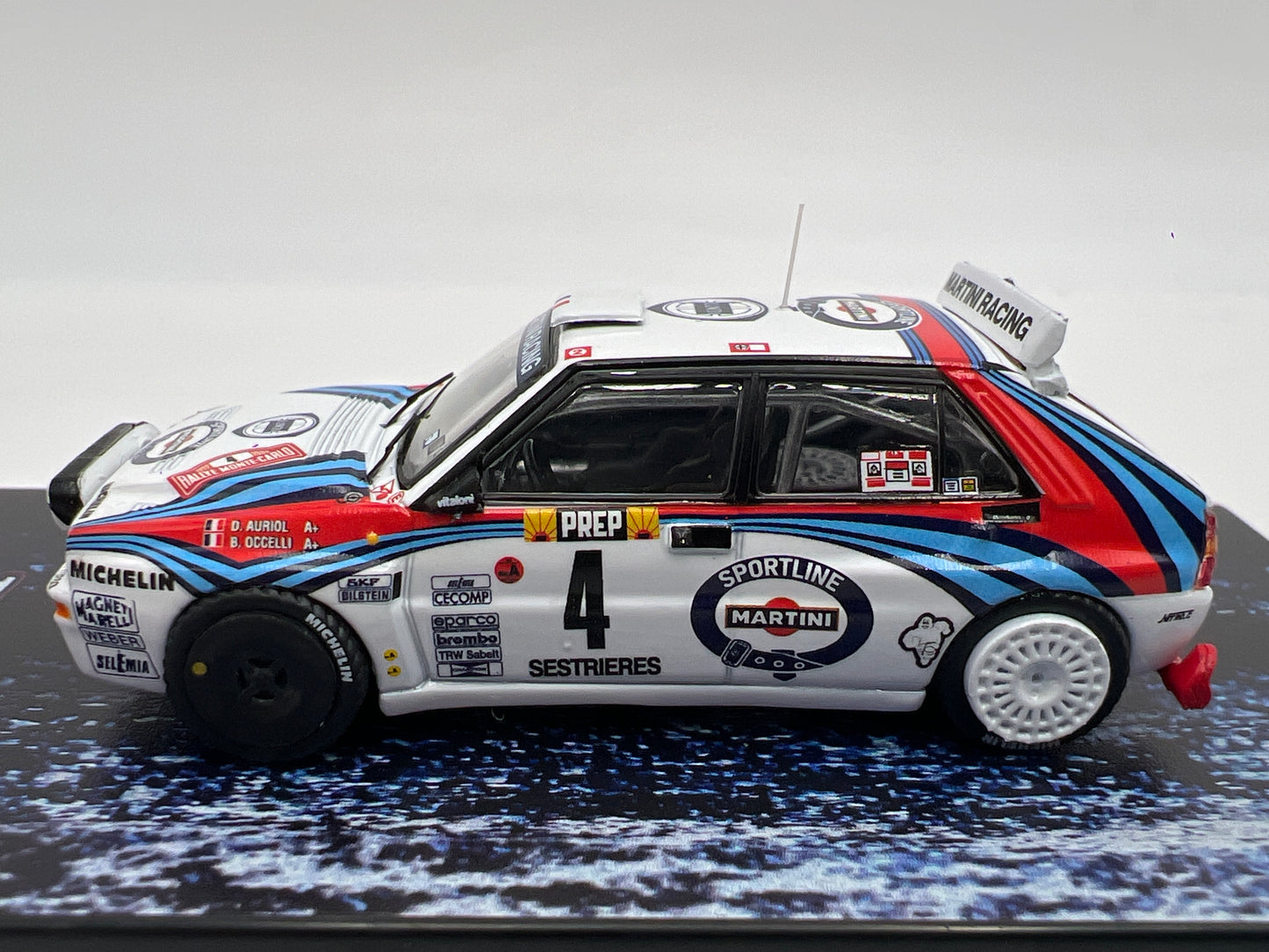 Tarmac Works x Hobby64 Lancia Delta HF Integrale Martini Monte Carlo Rally 1992 Winner