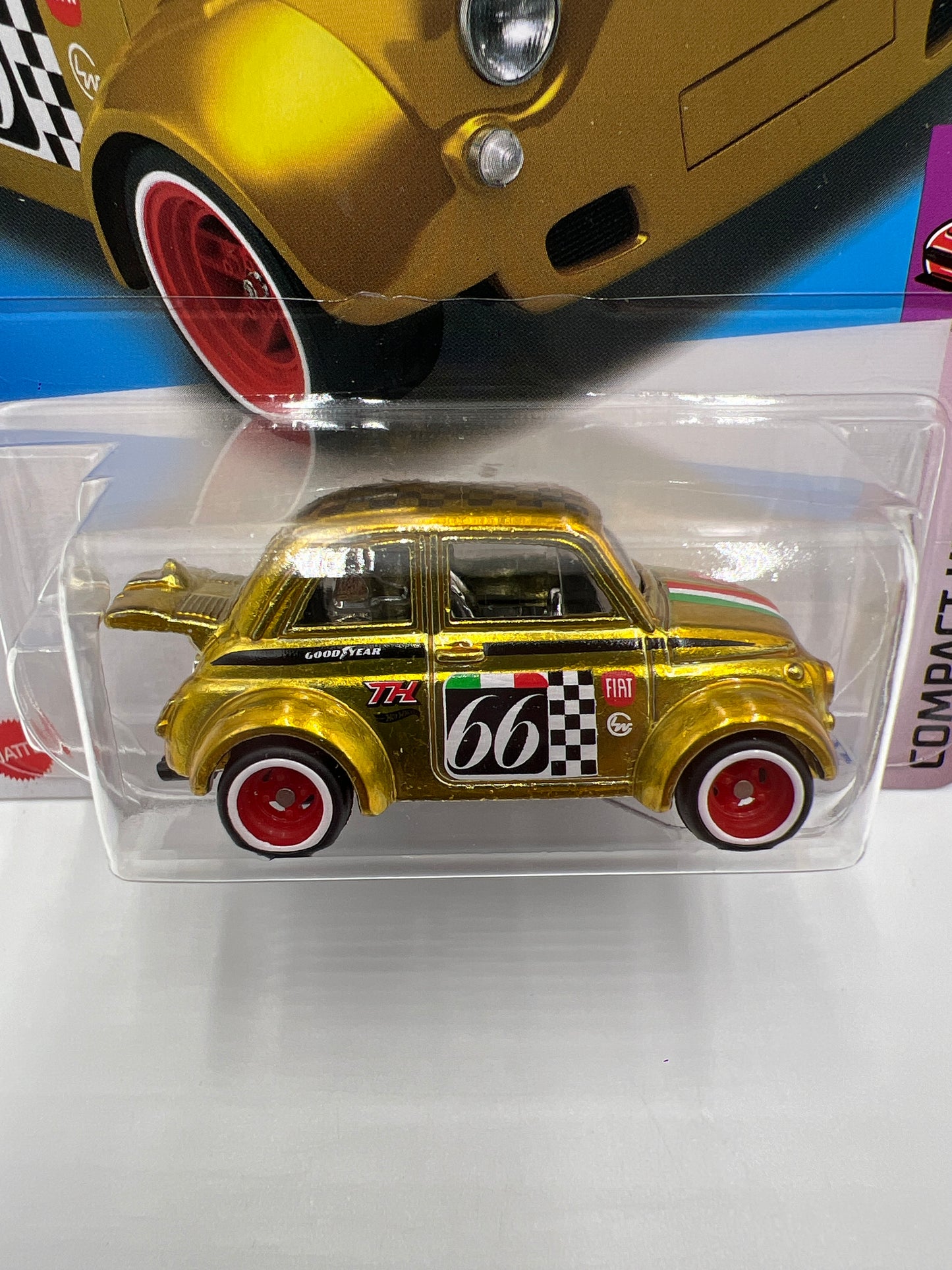 2024 Hot Wheels Super Treasure Hunt #117 60s Fiat 500D Modificado Gold W/Protector