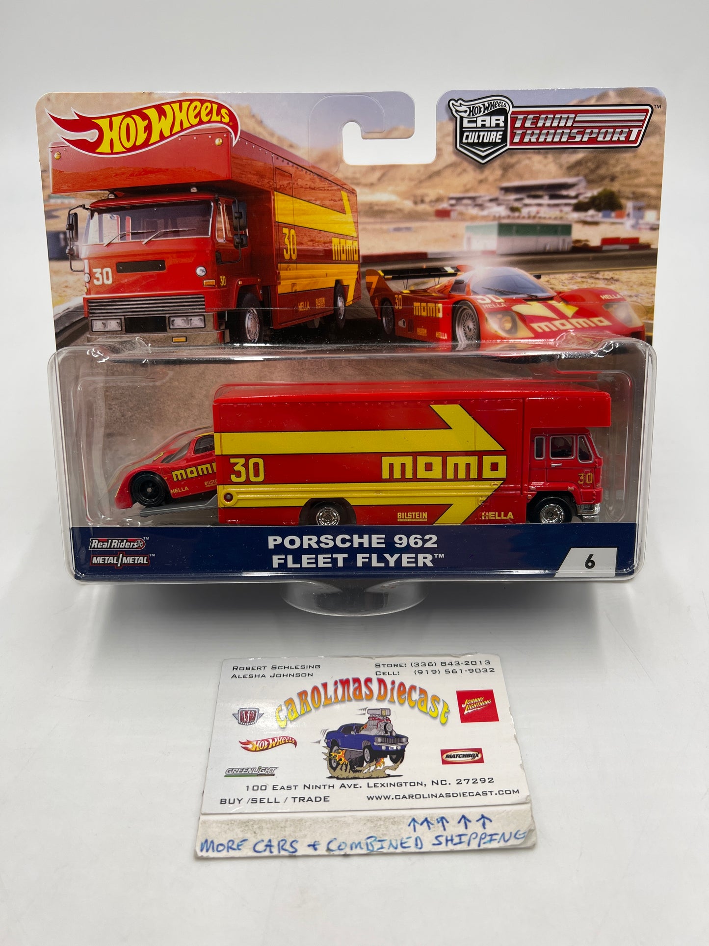 Hot Wheels Team Transport #6 Porsche 962 & Fleet Flyer W/Protector