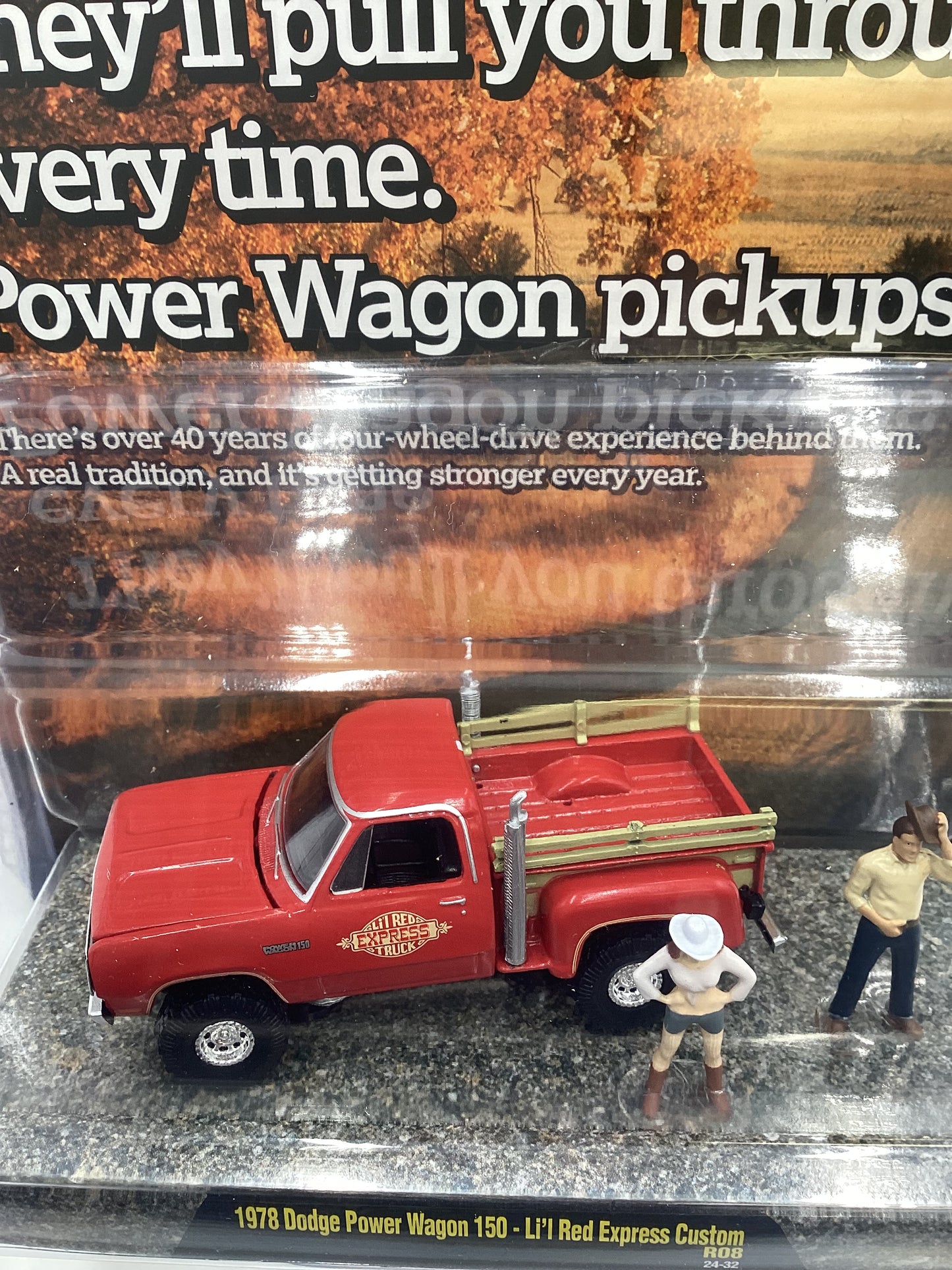 M2 Machines Diorama 1978 Dodge Power Wagon 150 Lil Red Express Custom Red R08 198E