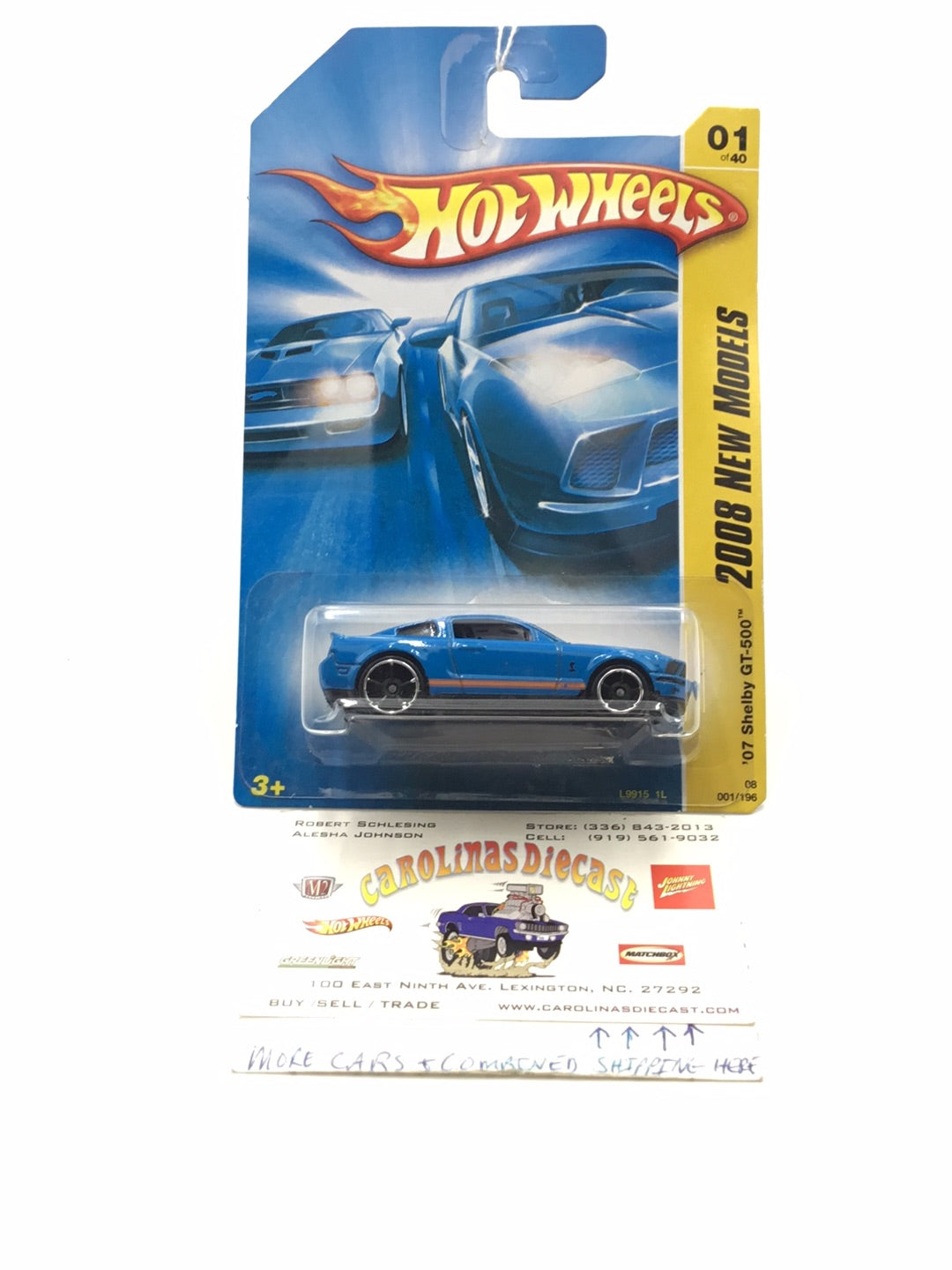 2008 Hot wheels #1 2007 Shelby GT-500 Blue MM4