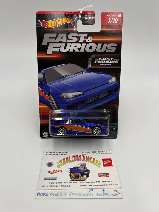 Hot Wheels Fast & Furious Series 1 #3 Tokyo Drift Nissan Silvia S15 Blue/Orange 71E