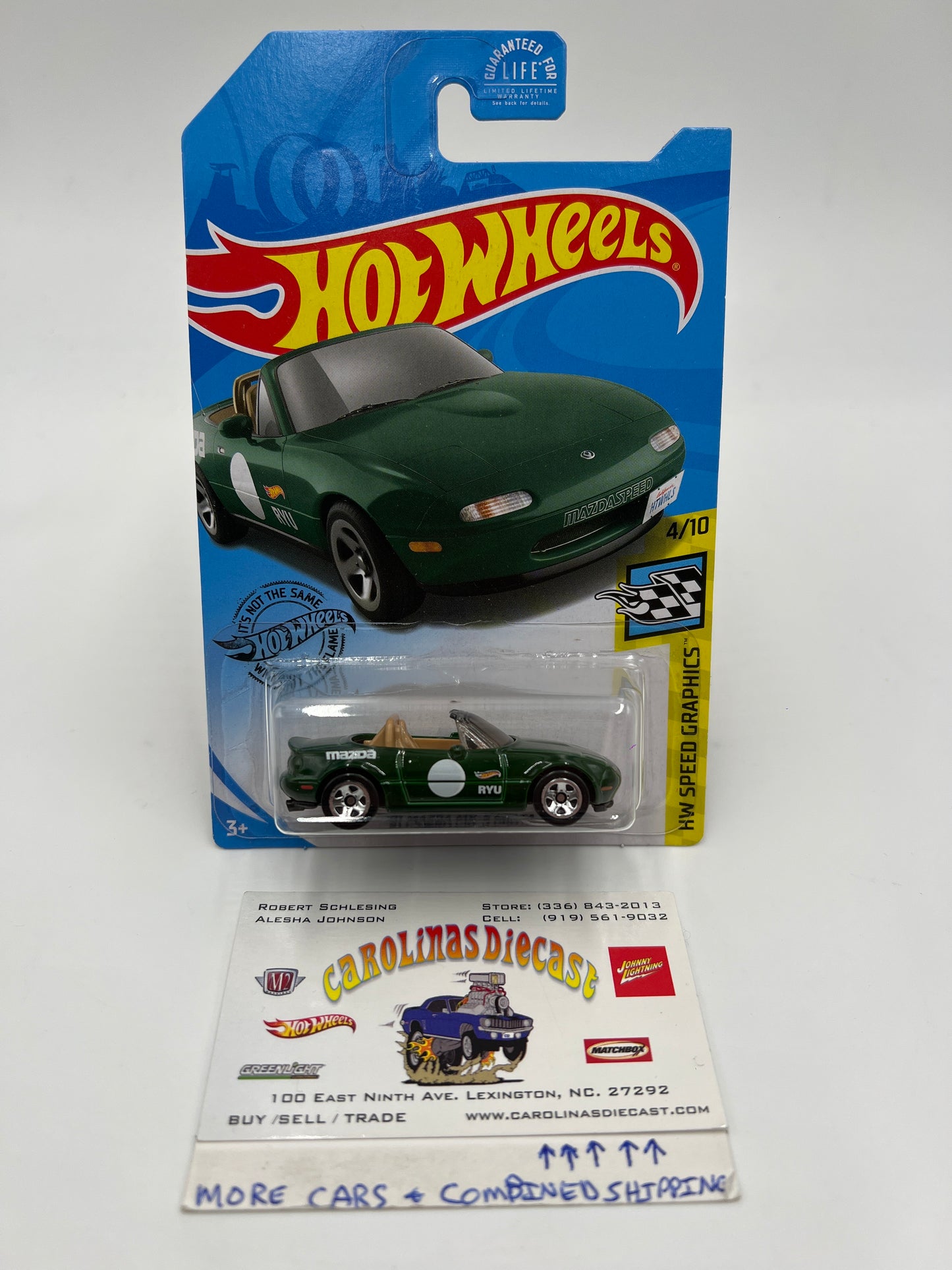 2019 Hot Wheels GameStop Exclusive 91 Mazda MX-5 Miata Green W/Protector
