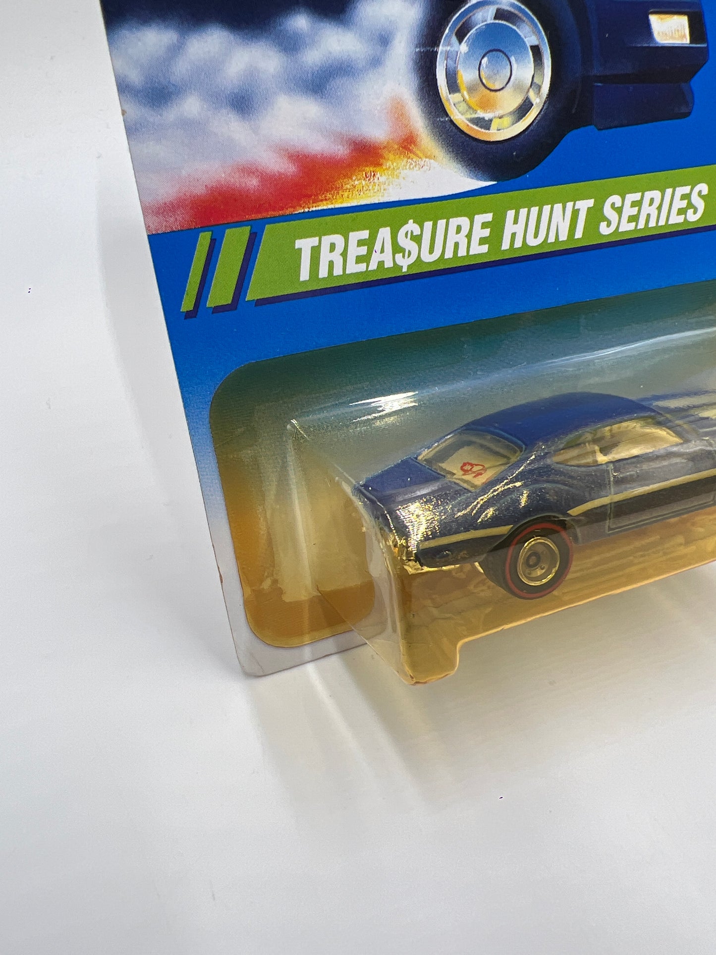 1995 Hot Wheels Treasure Hunt Series #1 Real Riders Olds 442 Blue W/Protector Blister Yellowed