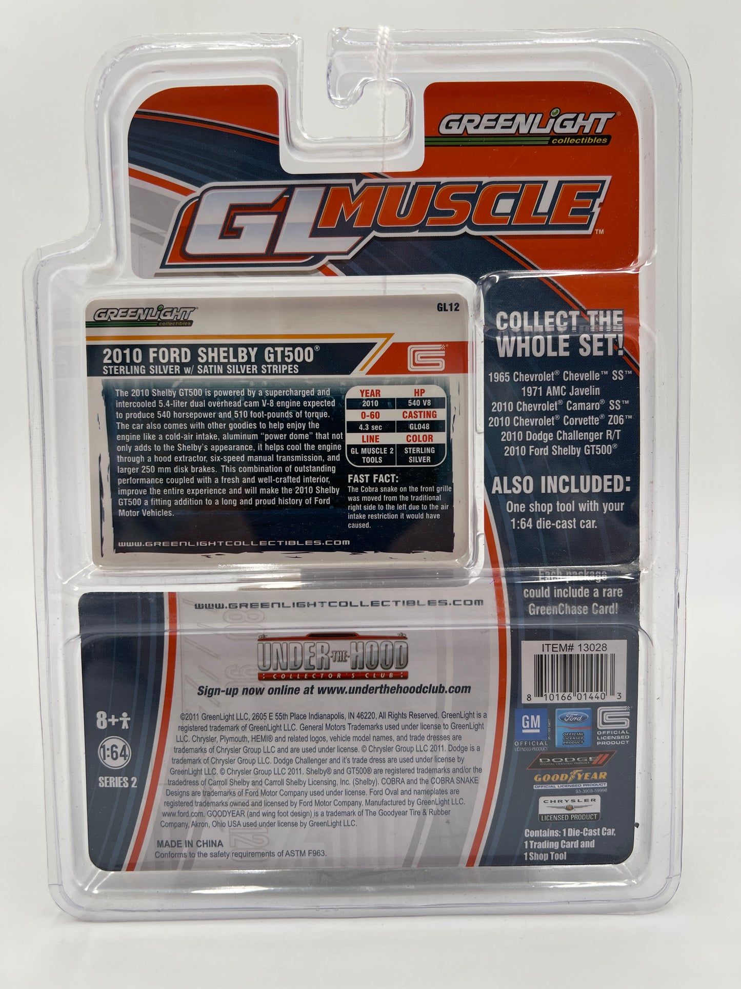 Greenlight VHTF GL Muscle Series 2 2010 Ford Shelby GT500 Silver W/Shop Tool