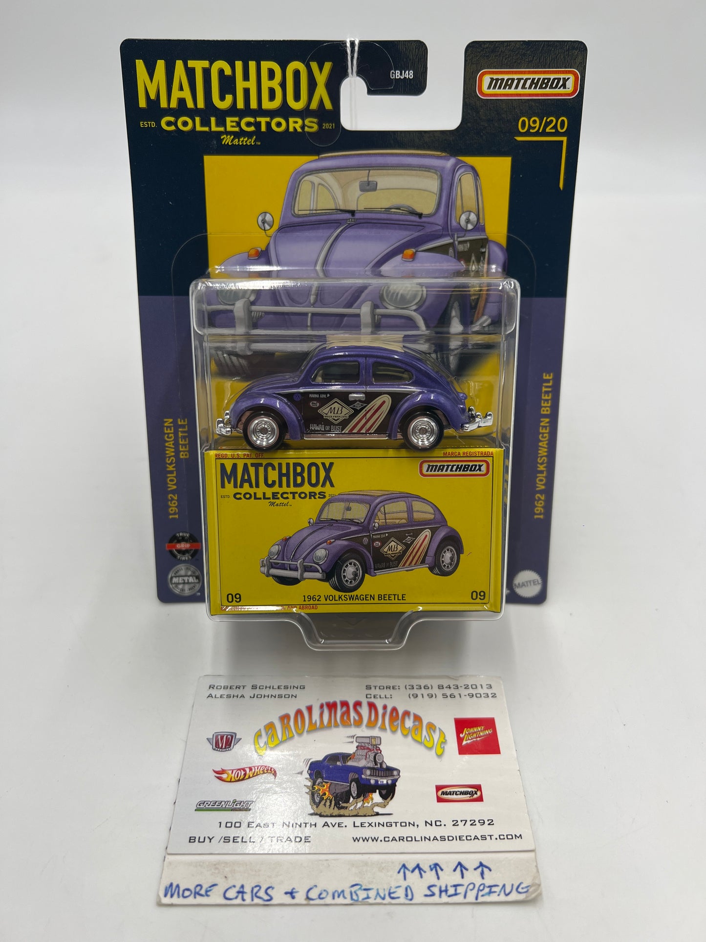 2020 Matchbox Collectors #09 1962 Volkswagen Beetle Purple 171D