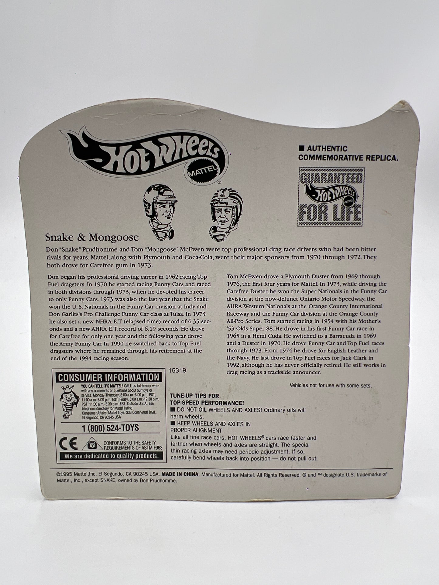 Hot Wheels Vintage Collection Mongoose Vs. Snake Don Prudhomme The Snake II White