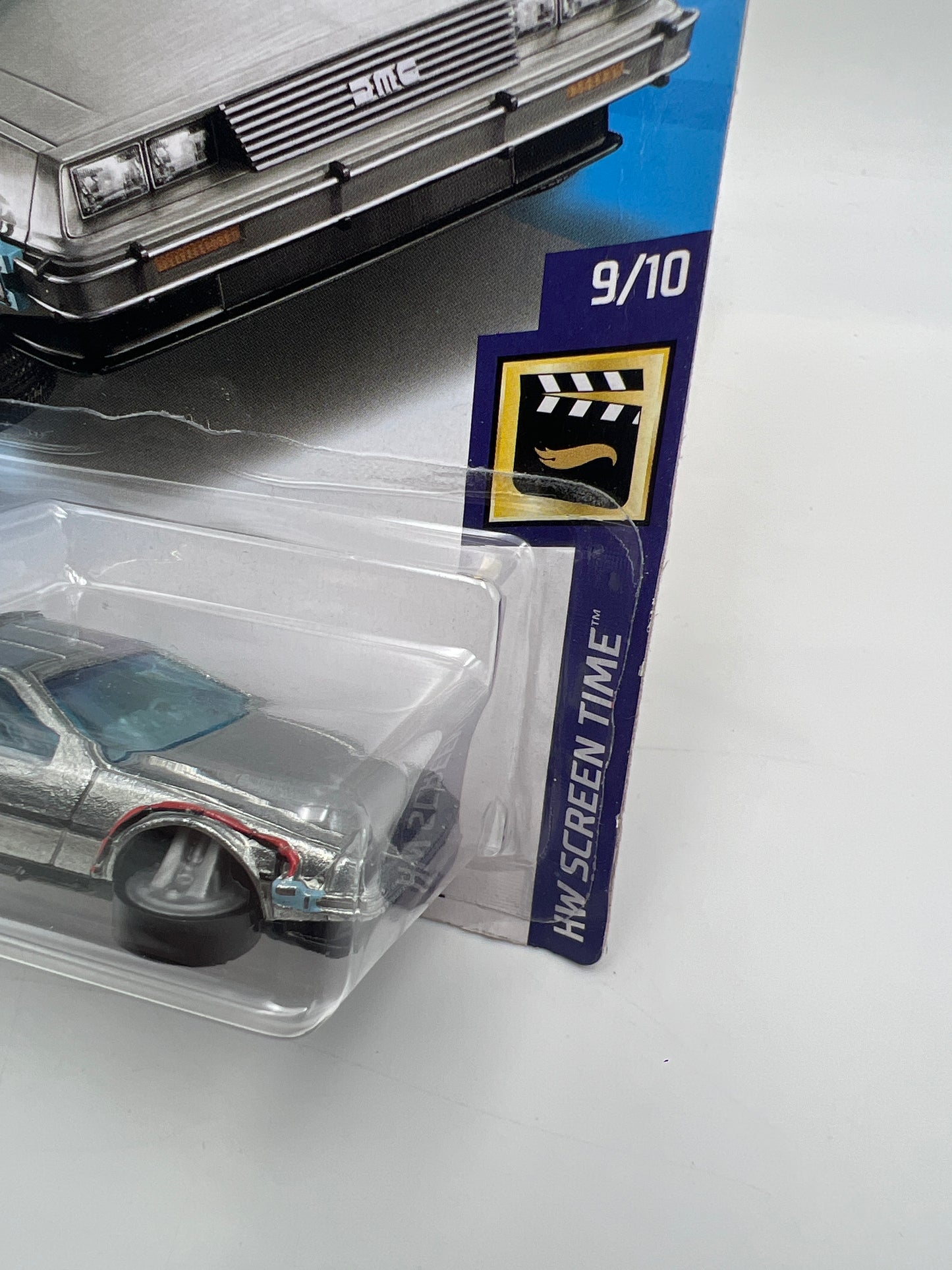 2019 Hot Wheels Super Treasure Hunt #108 BTTF Time Machine Hover Mode W/Protector Card Not Perfect
