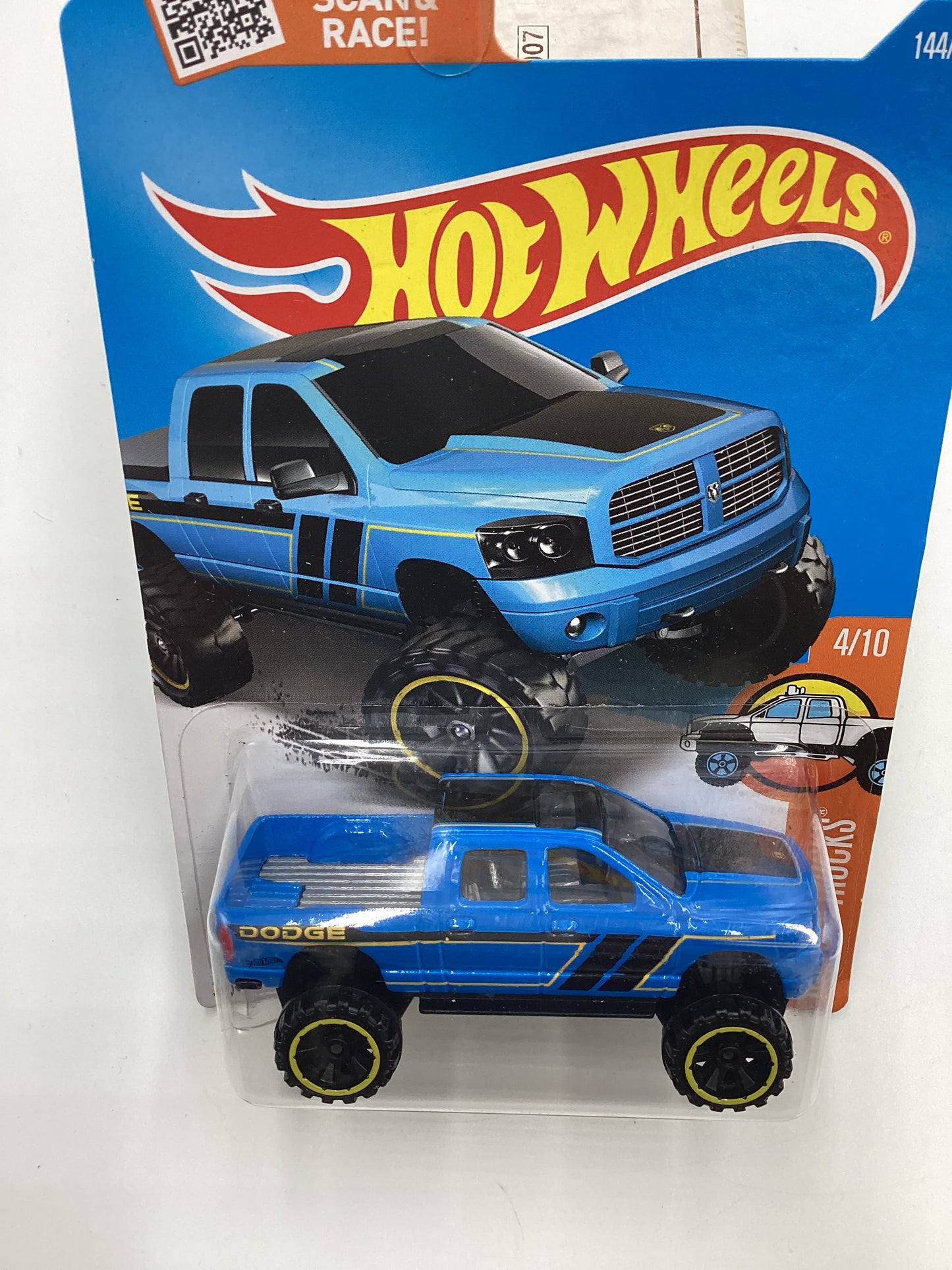 2016 Hot Wheels #144 Dodge Ram 1500 Blue Walgreens Exclusive with protector