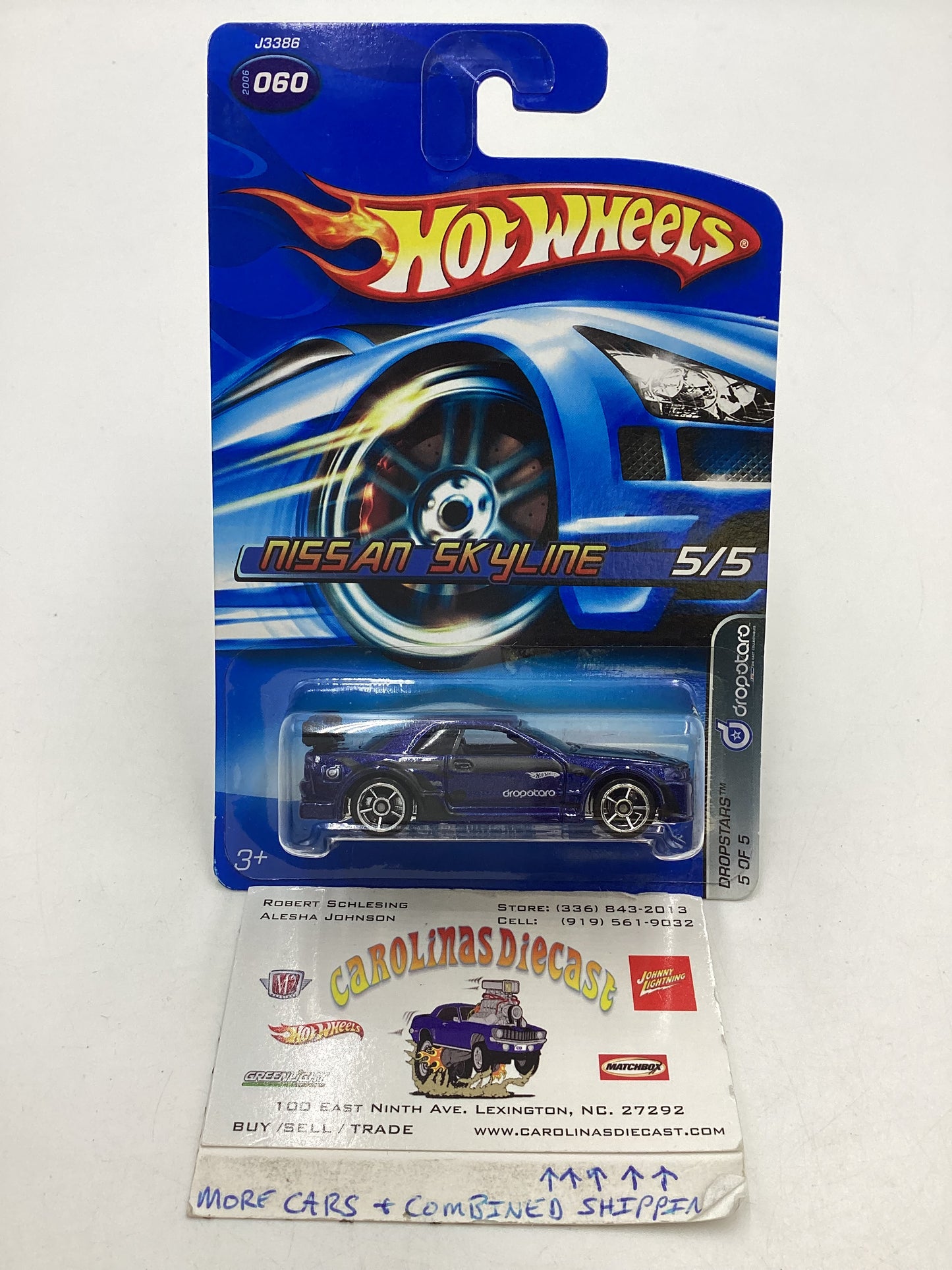 2006 Hot Wheels #060 Nissan Skyline Dark Blue W/Protector