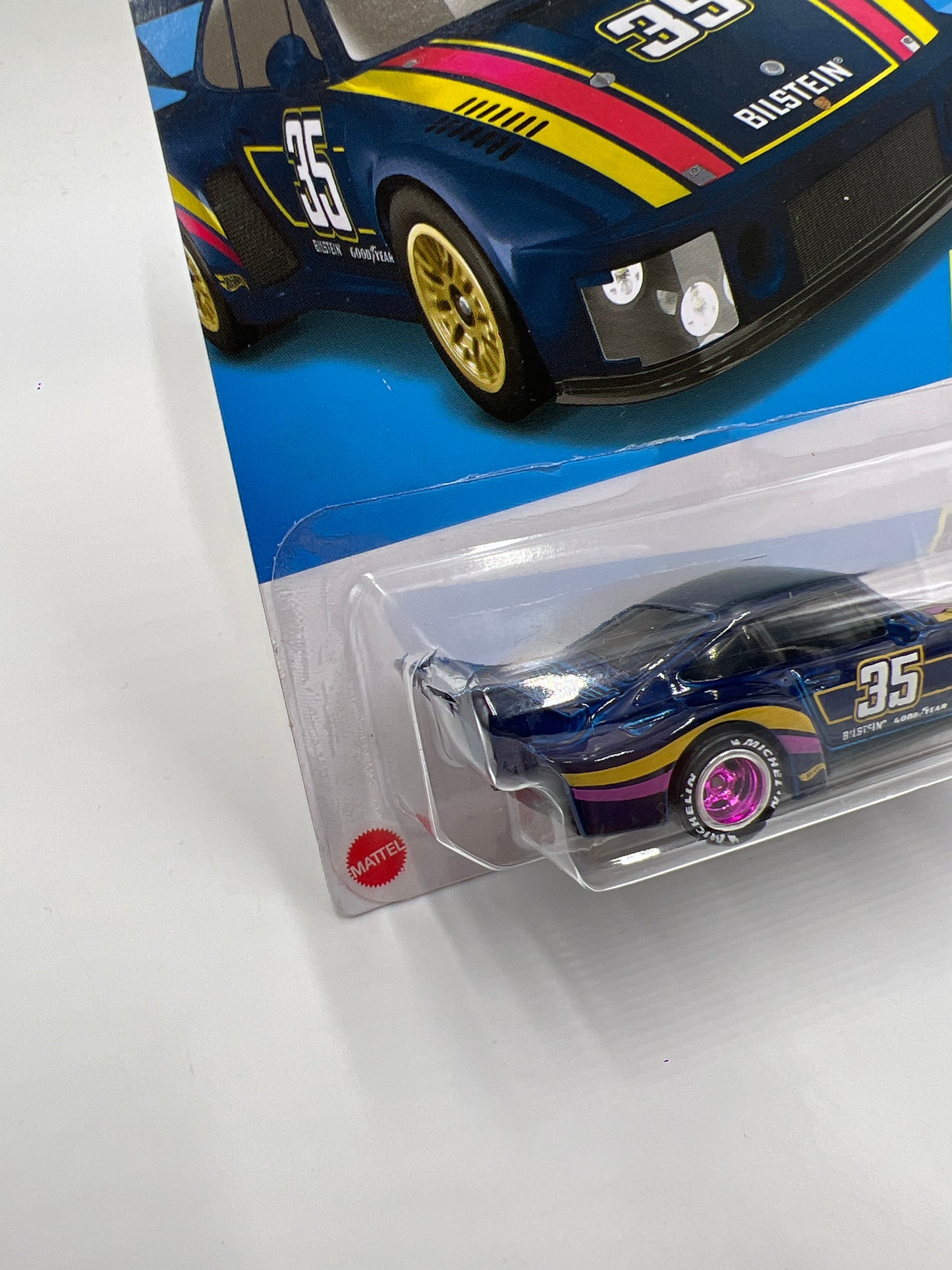 Hot Wheels Porsche 935 Dark Blue Wheel Swap Custom On Card W/Protector SR