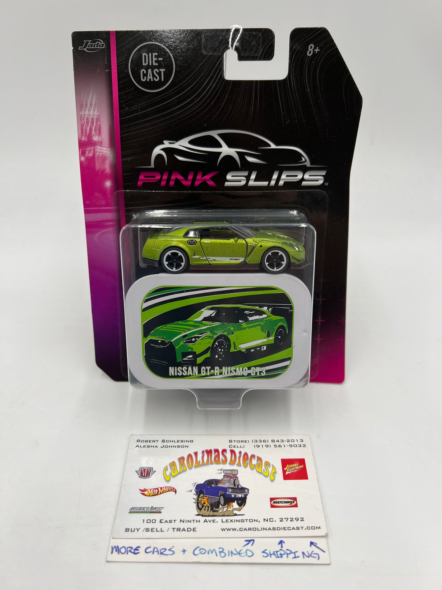 Jada Diecast Pink Slips W/Tin Nissan GT-R Nismo GT3 Green 110F