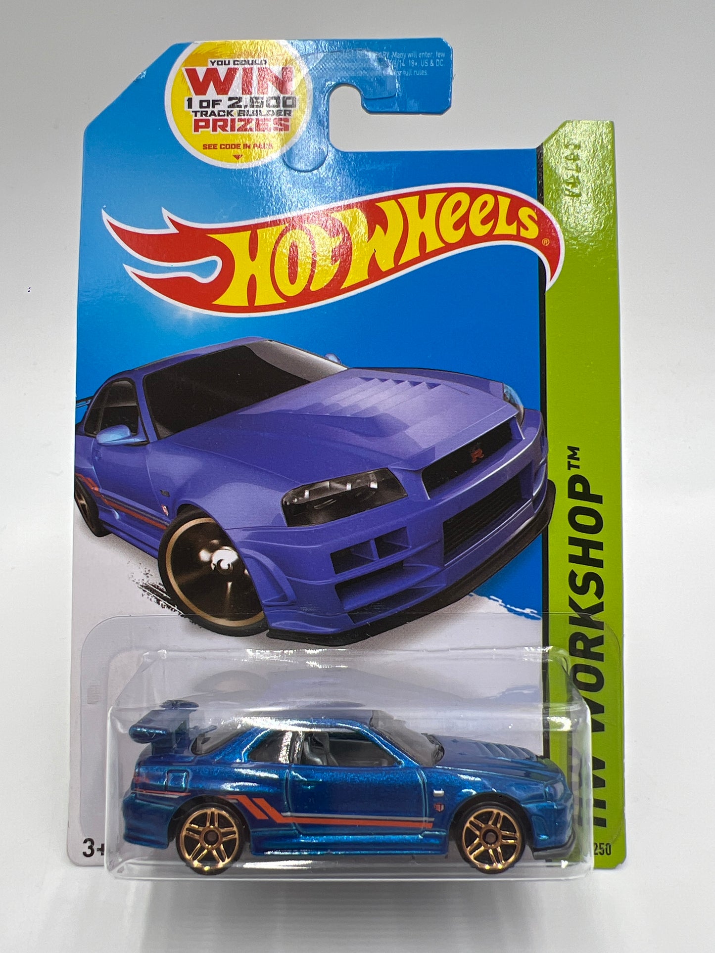2014 Hot Wheels Workshop #230 Nissan Skyline GT-R R34 Blue W/Protector