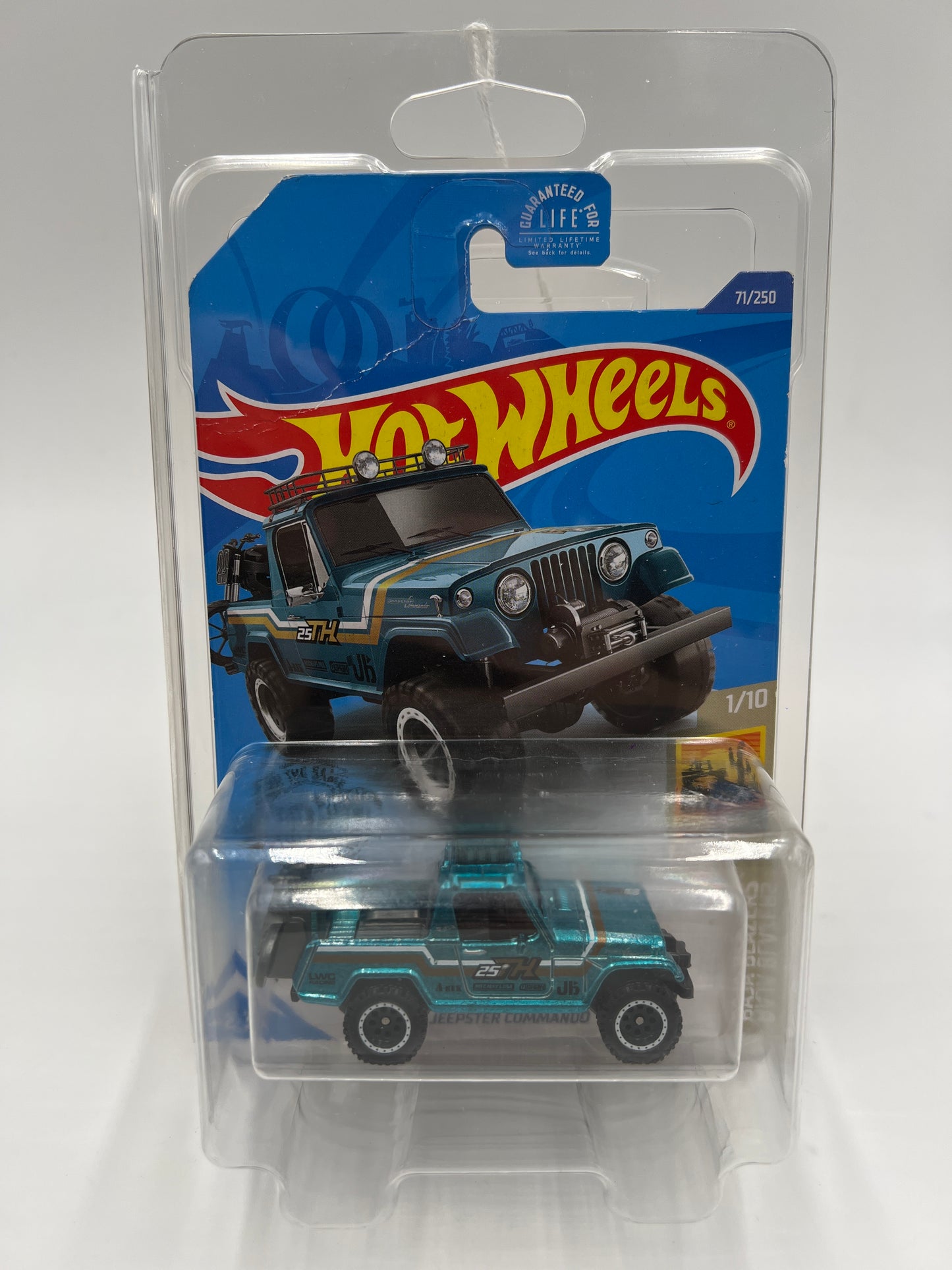 2020 Hot Wheels Super Treasure Hunt #71 67 Jeepster Commando Blue W/Protector Bad Card