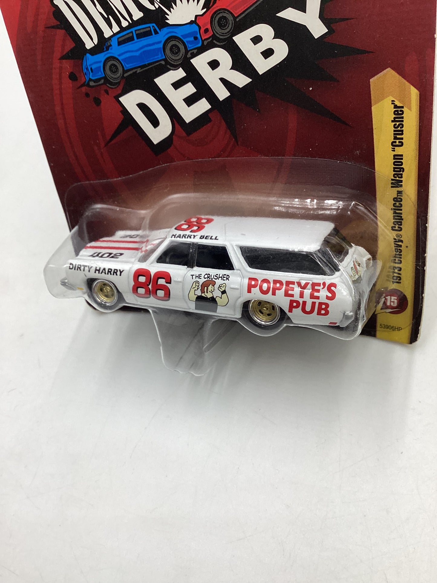 Johnny Lightning Demolition Derby #15 1973 Chevy Caprice Wagon Crusher White