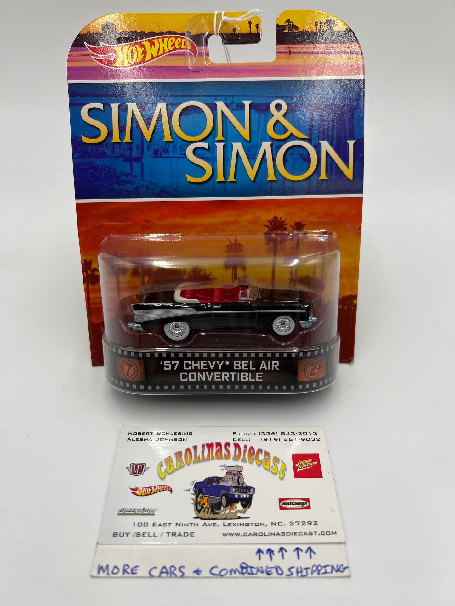 Hot Wheels Retro Entertainment Simon & Simon 57 Chevy Bel Air Convertible Black 241E