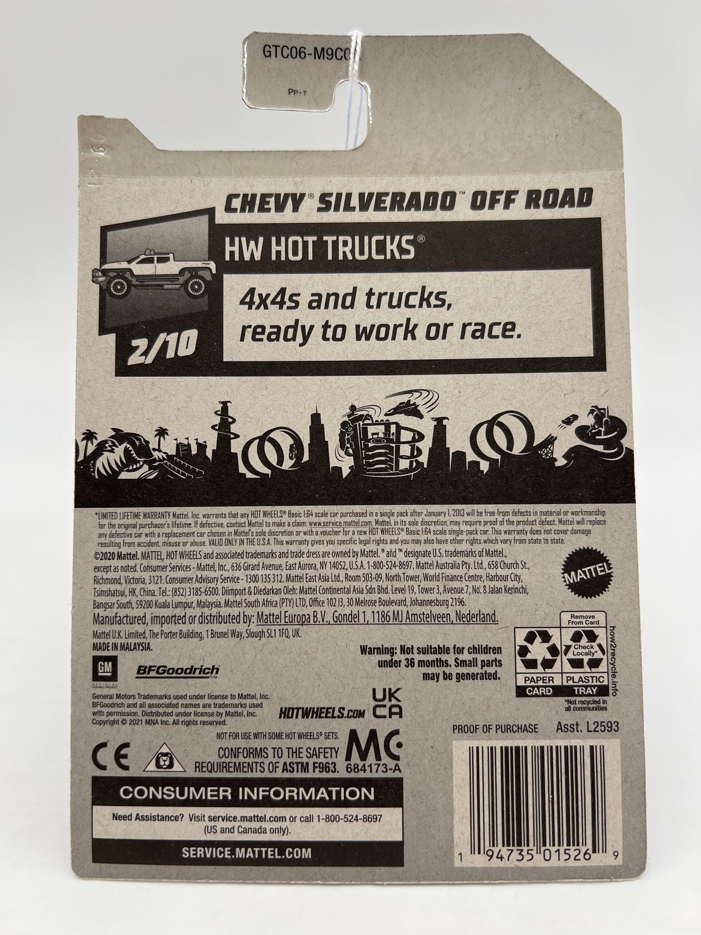 2021 Hot Wheels HW Hot Trucks #185 Chevy Silverado Off Road Yellow 14B