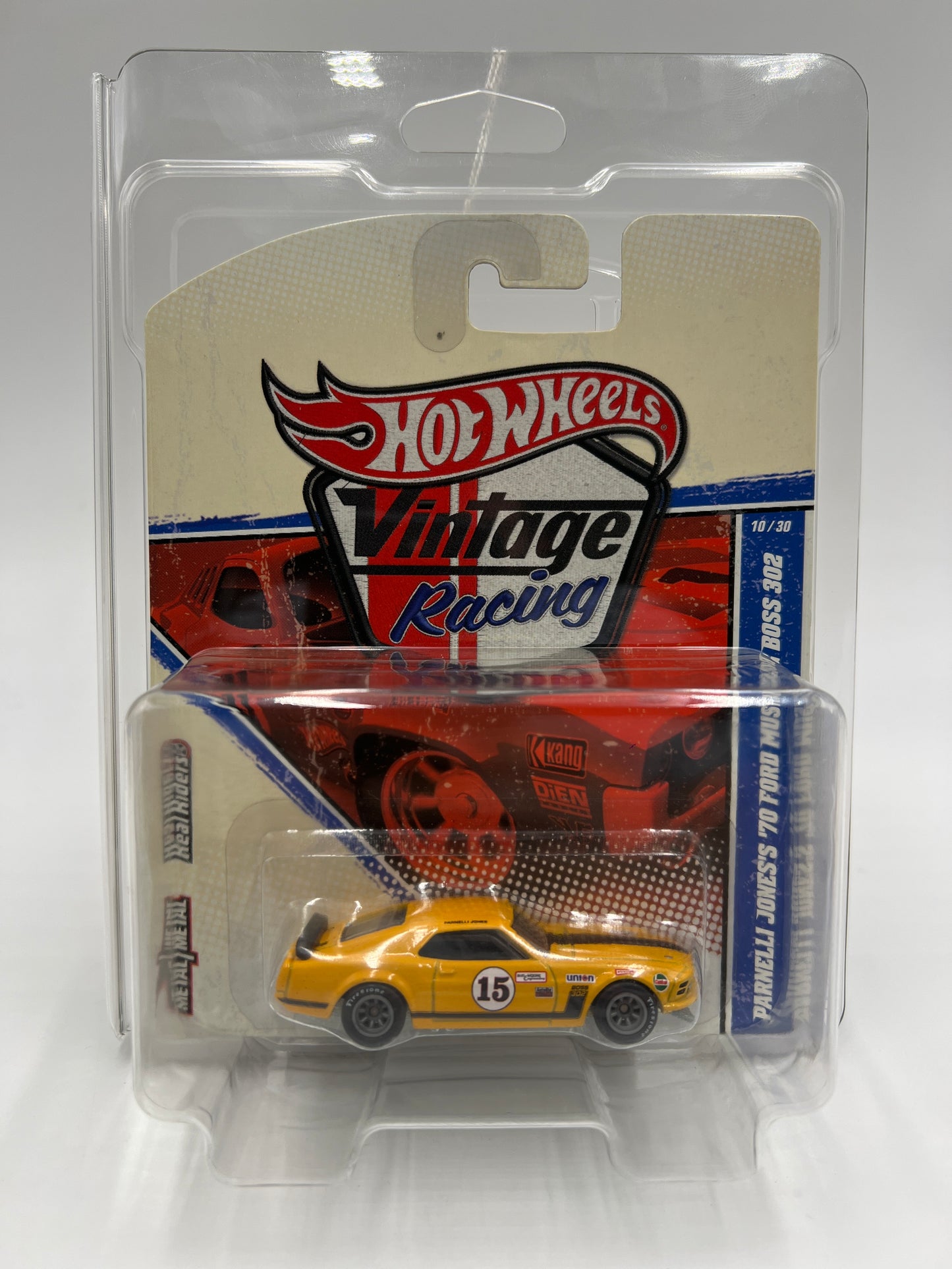 Hot Wheels Premium Vintage Racing #10 Parnelli Jones 70 Ford Mustang Boss 302 Yellow W/Protector