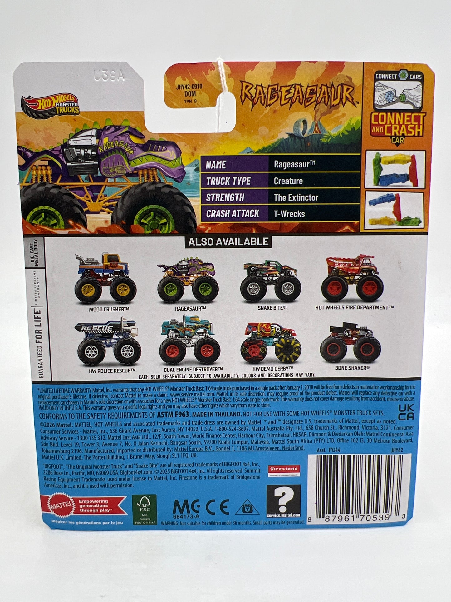 2026 Hot Wheels Monster Trucks Beast Bashers #2 Ragesaur 124D