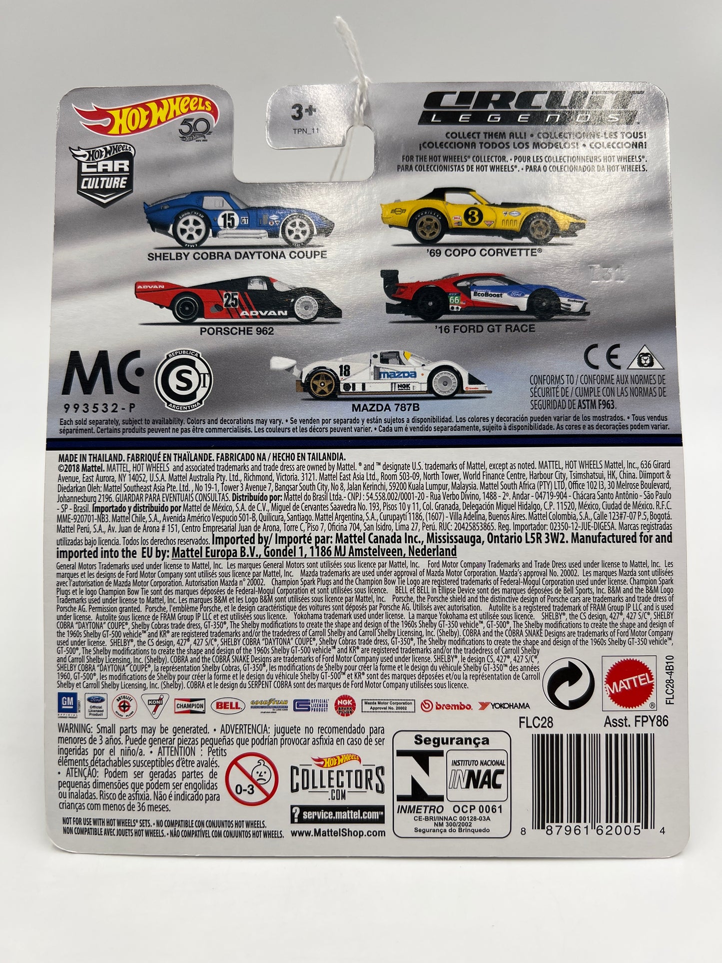 2018 Hot Wheels Car Culture Premium Circuit Legends #1 Shelby Cobra Daytona Coupe Blue 255E