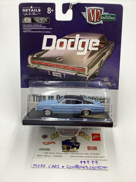 M2 Machines Auto Drivers Dodge 1966 Dodge Charger 383 Light Blue R66 193F