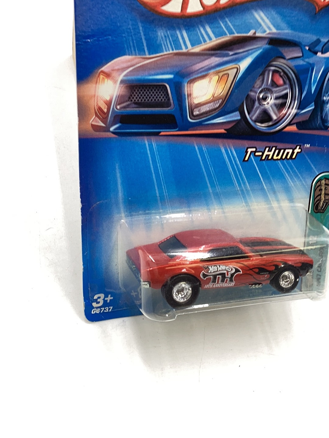 2005 Hot Wheels #122 Treasure Hunt 1967 Camaro real riders W/protector (Bad Card)