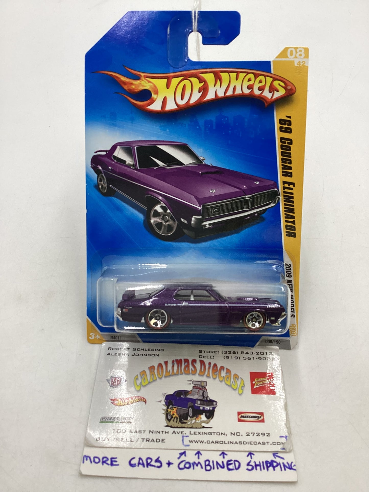 2009 Hot Wheels #008 69 Mercury Cougar Eliminator Purple Walmart Exclusive 235D