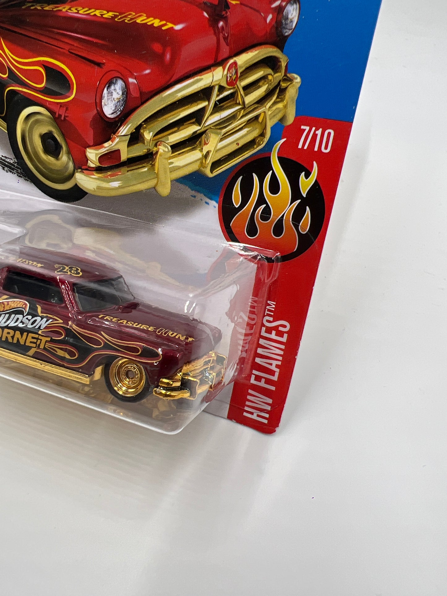 2016 Hot Wheels Super Treasure Hunt #97 52 Hudson Hornet Red/Gold W/Protector