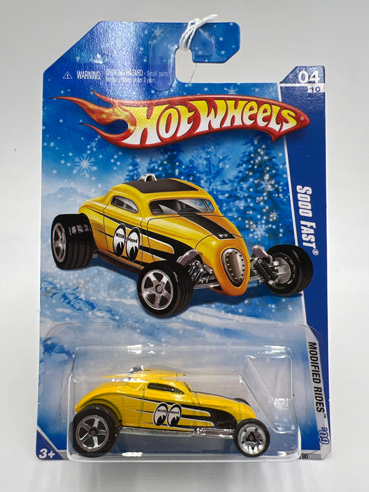 2009 Hot Wheels Target Exclusive Snowflake Card #160 Sooo Fast Yellow Mooneyes 240B