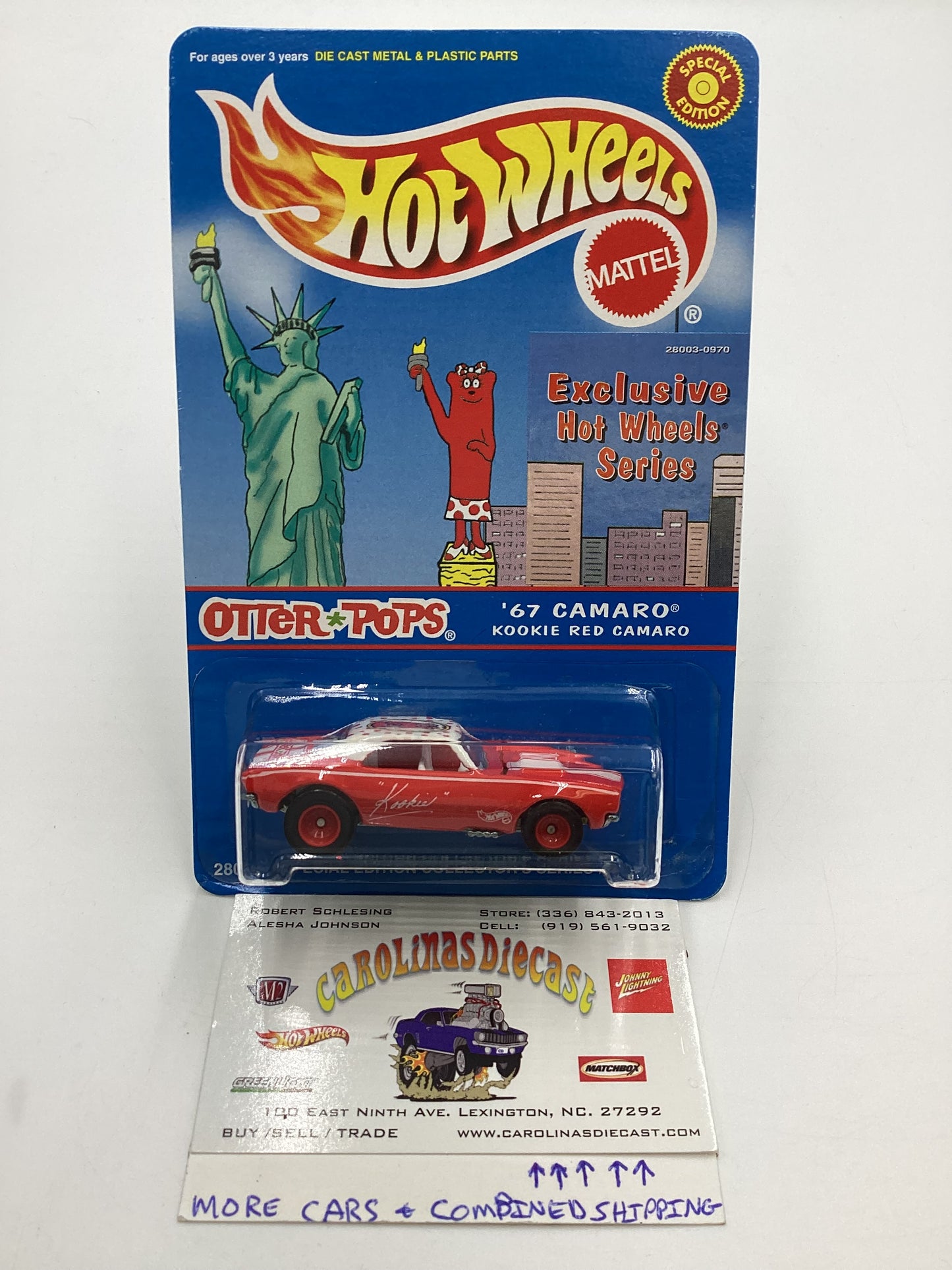 Hot Wheels Special Edition Otter Pops 67 Camaro Kookie Red W/Protector