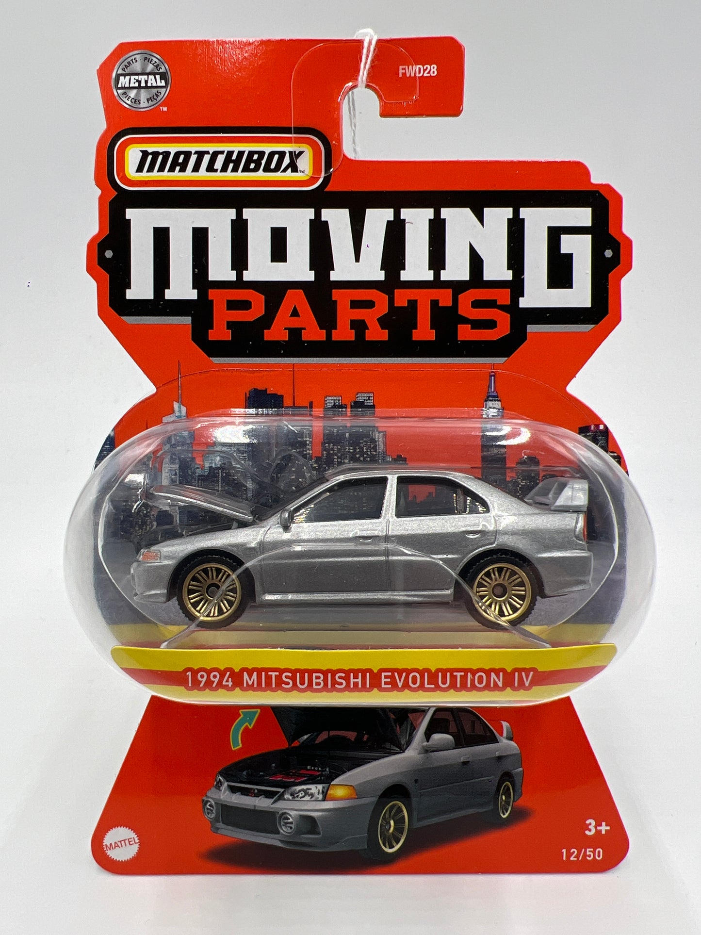 Matchbox Moving Parts #12 1994 Mitsubishi Evolution IV Silver 167M